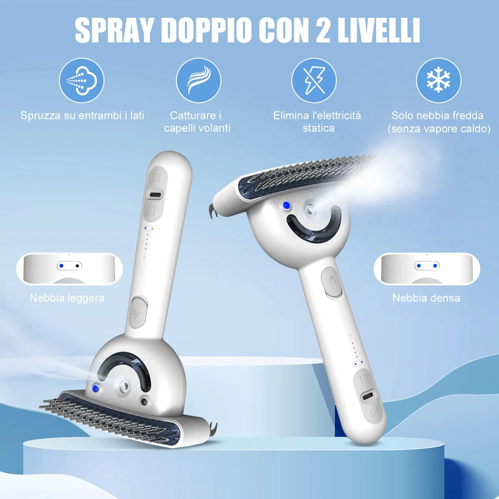 POIIOPY Spazzola a Vapore per Cani e Gatti a Pelo Lungo, Pettine Multifunzione 5 in 1 Doppia Faccia, Extra Wide, RK35-Y - immagine 5
