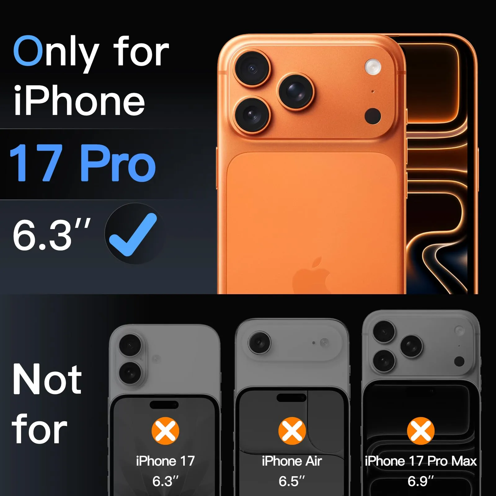 JETech Pellicola Protettiva Fotocamera per iPhone 17 Pro, Arancione - immagine 2