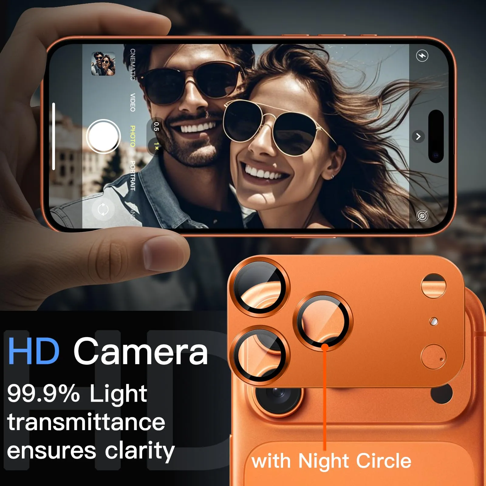 JETech Pellicola Protettiva Fotocamera per iPhone 17 Pro, Arancione - immagine 6