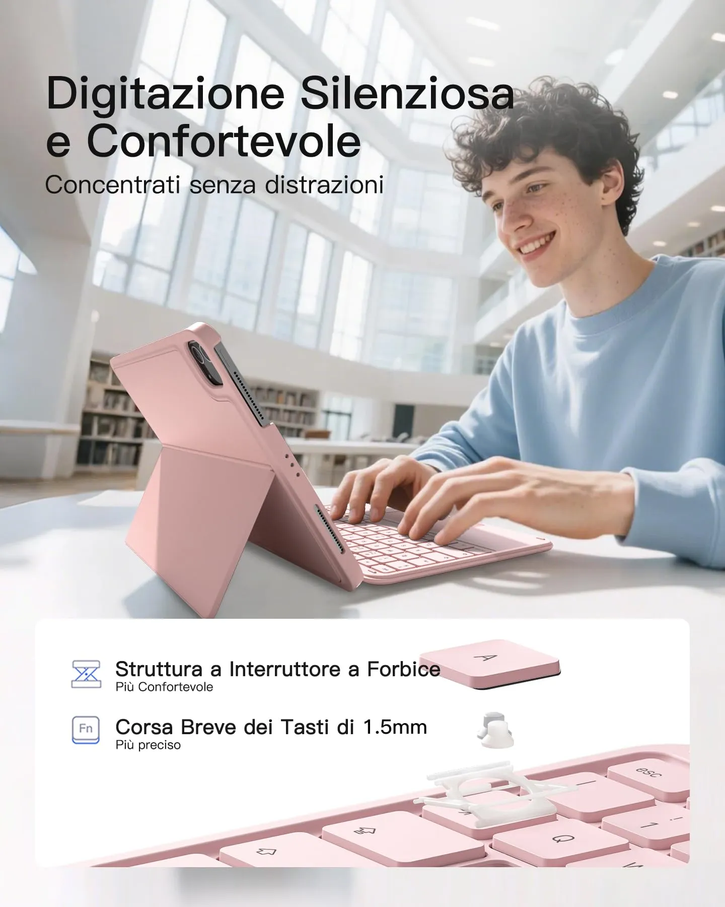 Inateck Custodia Tastiera per iPad A16 / 10a Gen, Ultraleggera 450g - immagine 7