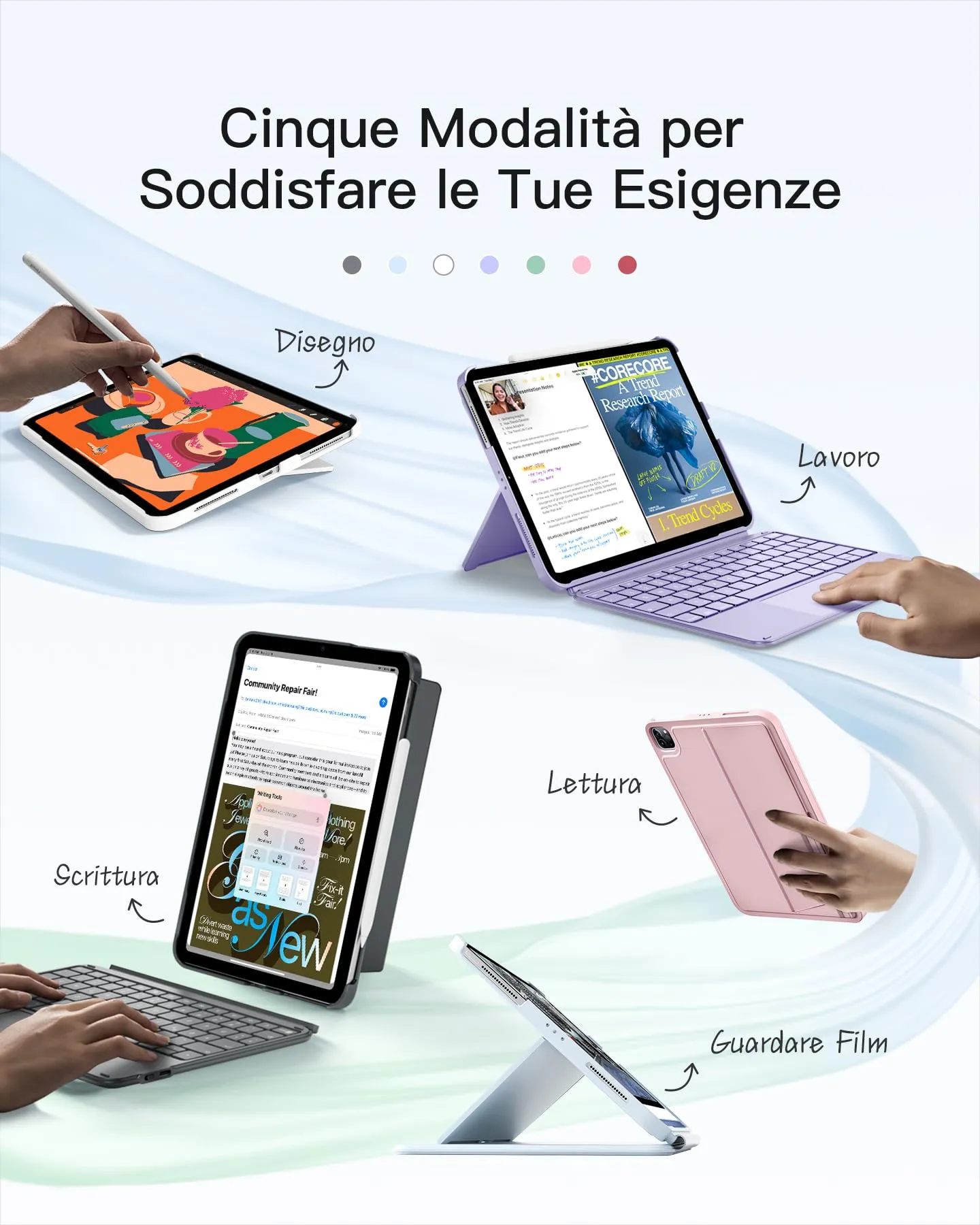 Inateck Custodia Tastiera per iPad A16 e 10a Gen, Ultraleggera 450g - immagine 5