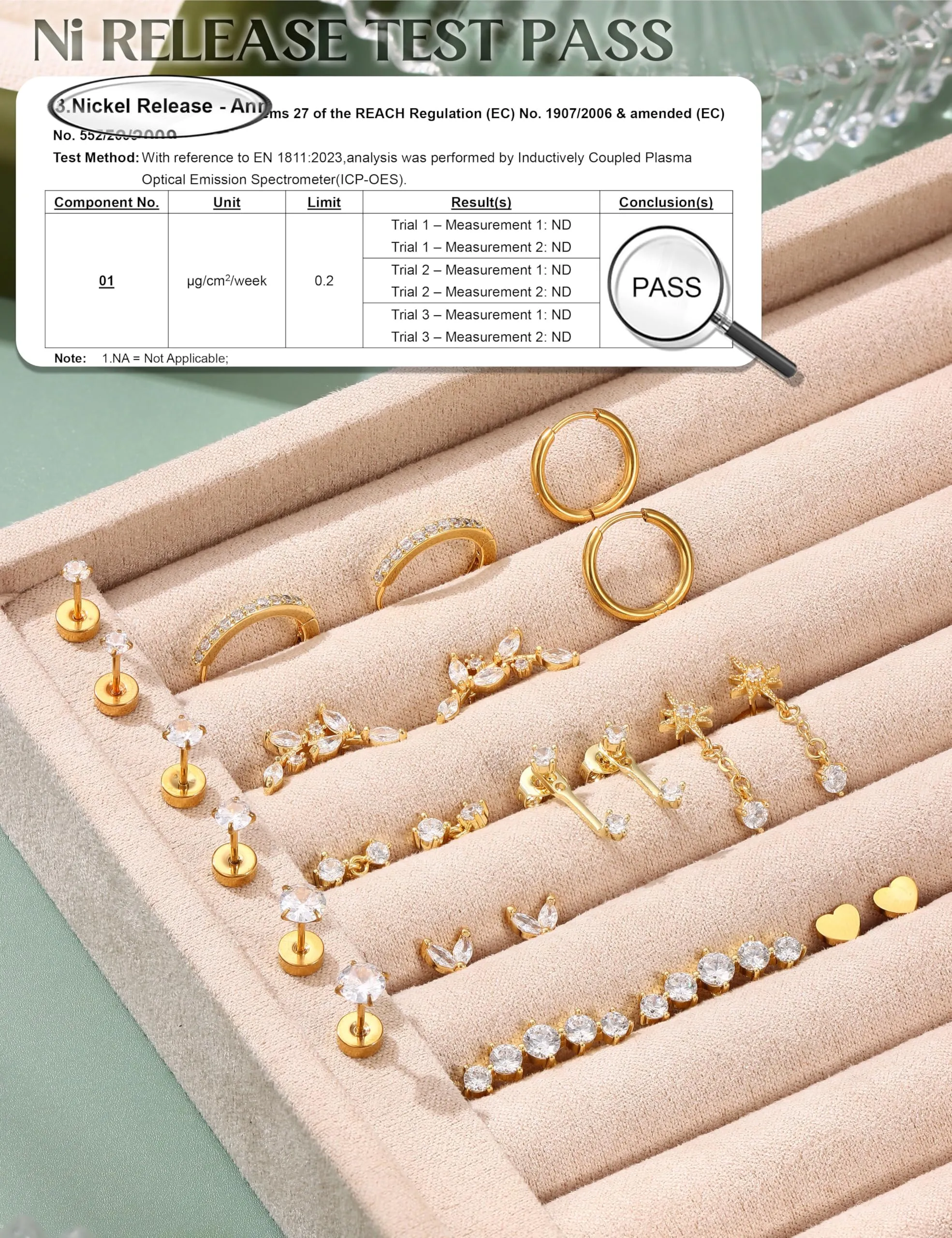 Adramata Set Orecchini Donna in Acciaio Inossidabile Oro - immagine 5