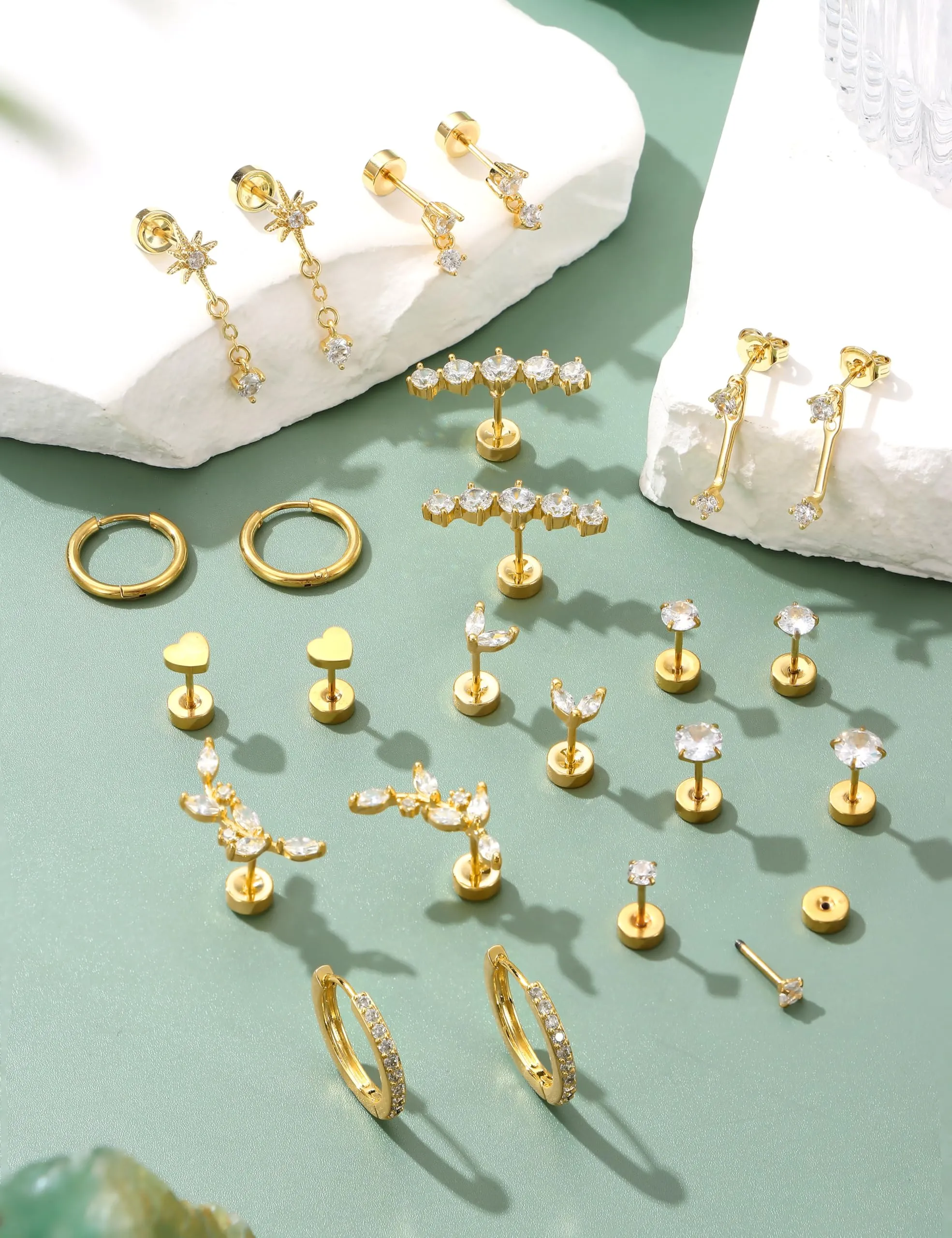 Adramata Set Orecchini Donna in Acciaio Inossidabile Oro - immagine 6