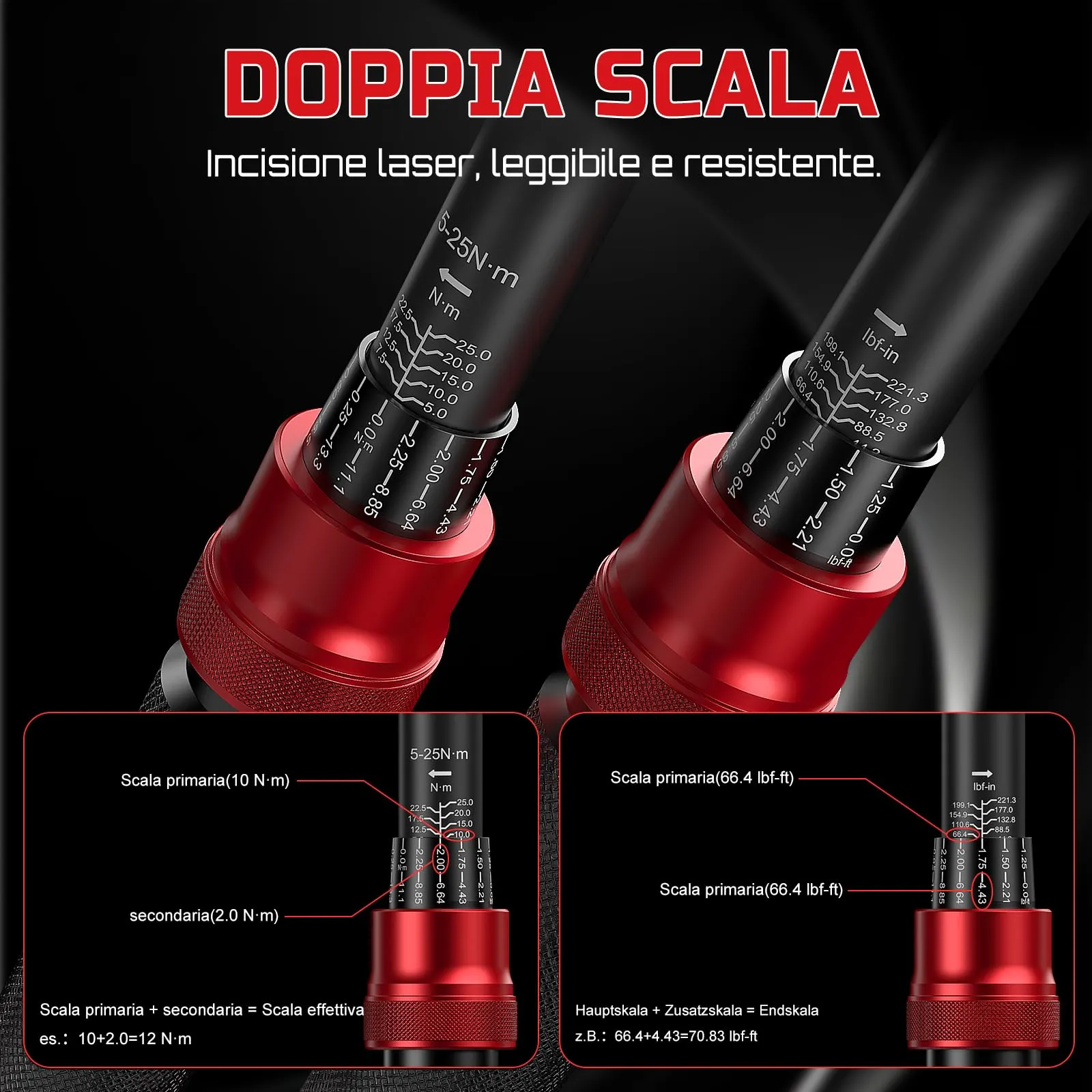 HYCHIKA Chiave Dinamometrica Bici 1/4", 5-25Nm, Precisione ±2% - immagine 6