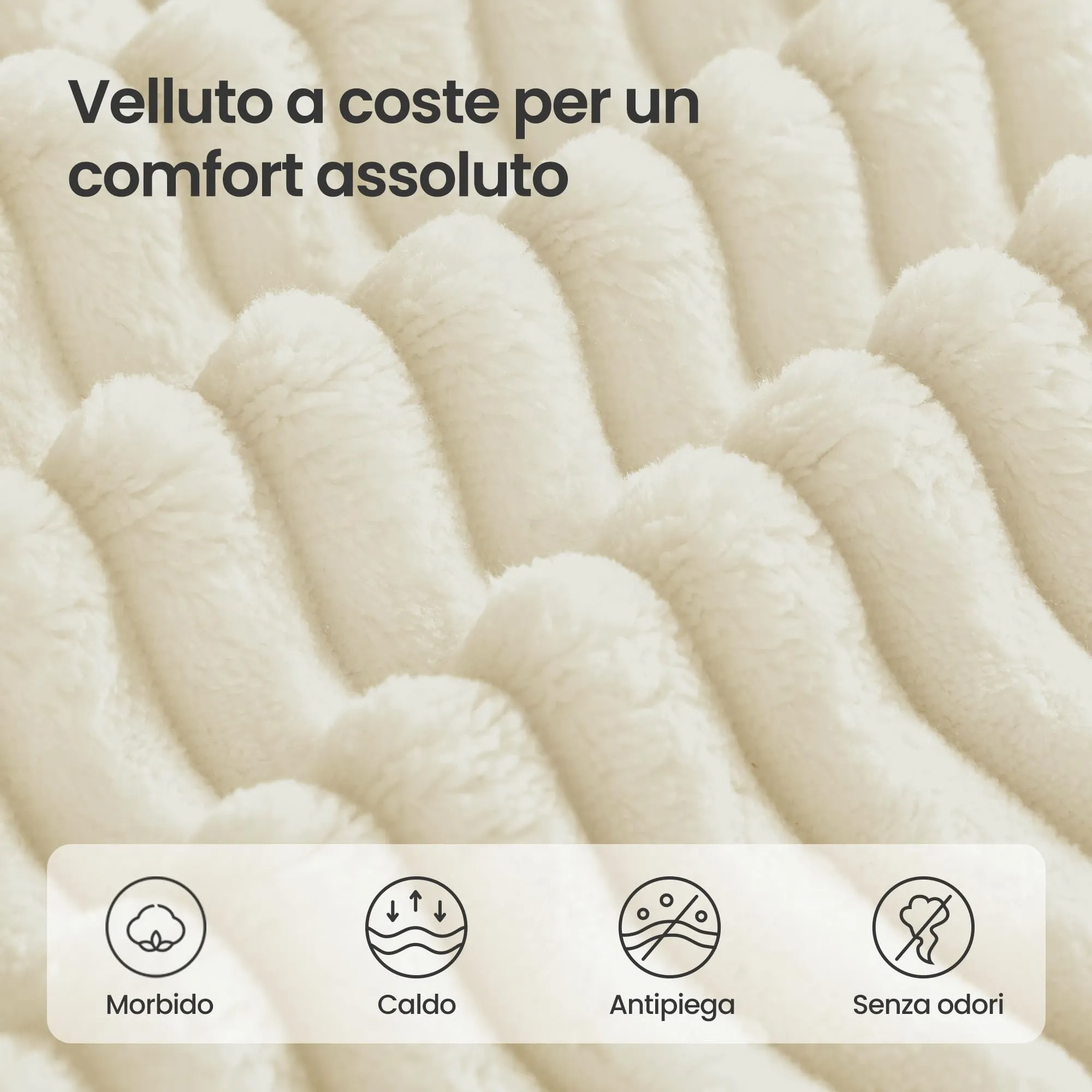 VASAGLE Divano Angolare Modulabile 244 cm con Chaise Longue a Sinistra, Bianco Crema LCS183WD01 - immagine 8