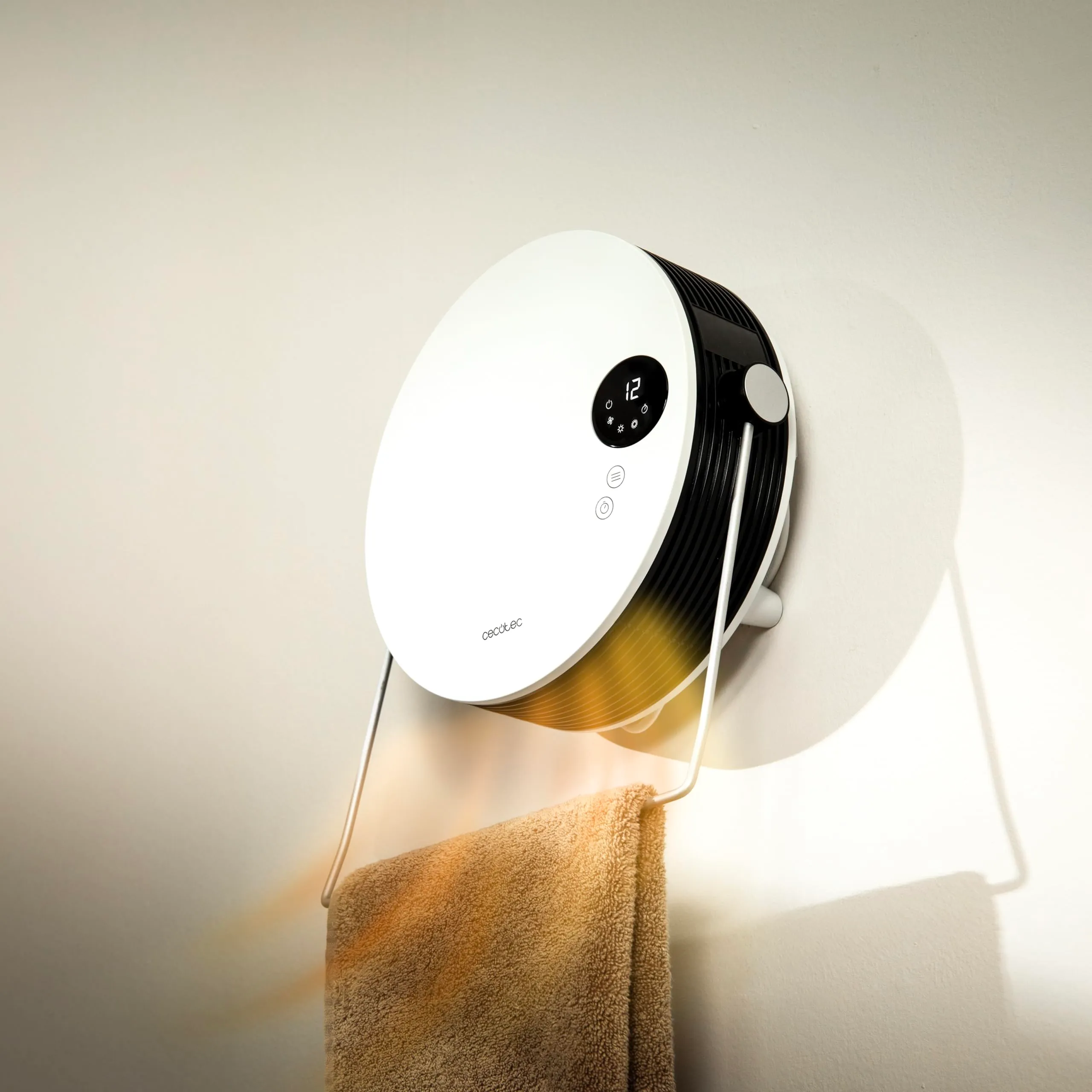 Cecotec ReadyWarm 2000 Round Scaldasalviette Ceramico da Parete, 2000W, 2 Livelli, LED, Touch Control, Telecomando, Timer, IP22 - immagine 4