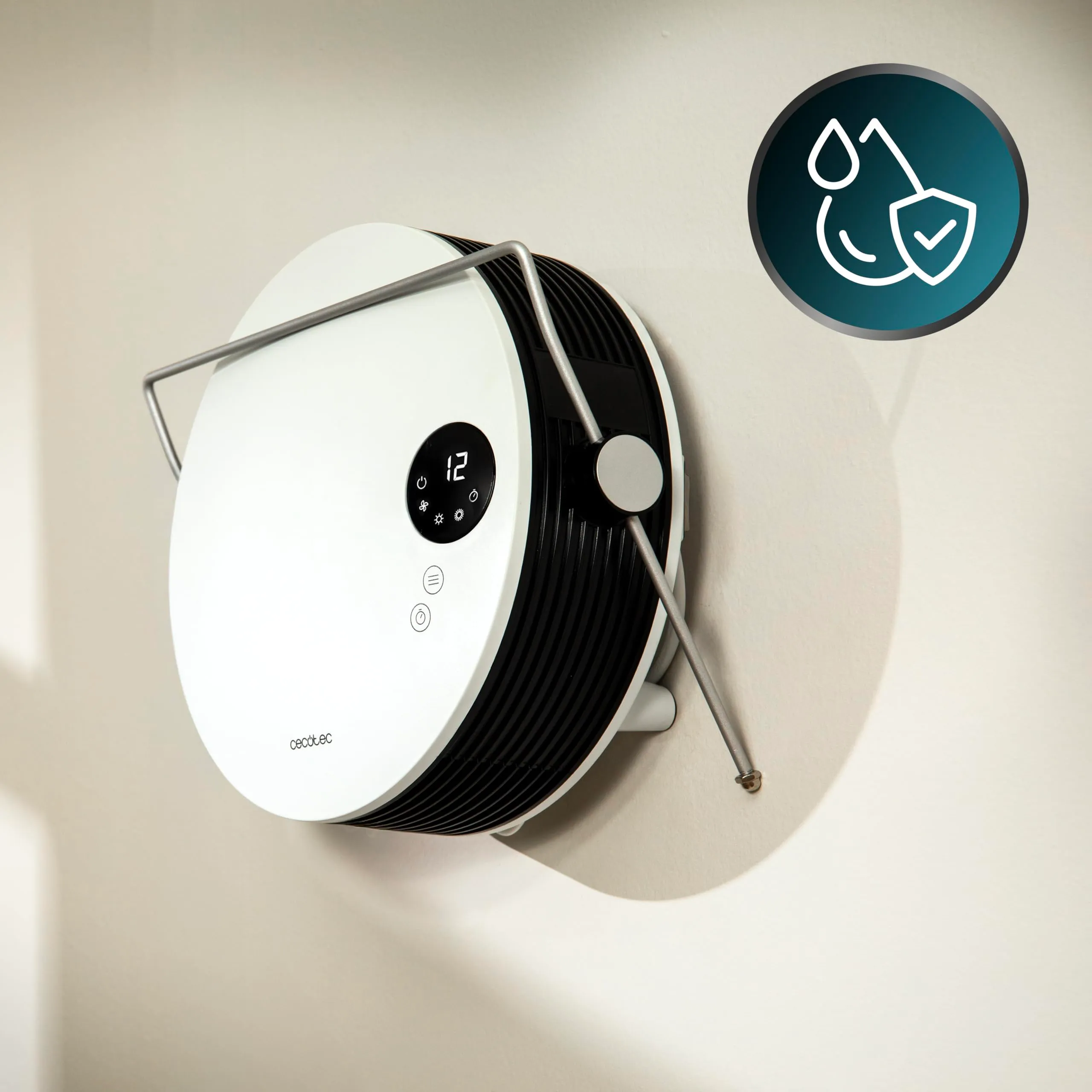 Cecotec ReadyWarm 2000 Round Scaldasalviette Ceramico da Parete, 2000W, 2 Livelli, LED, Touch Control, Telecomando, Timer, IP22 - immagine 8