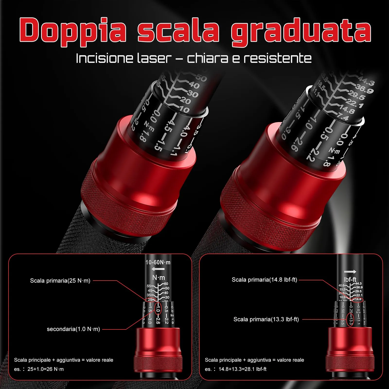 HYCHIKA Chiave Dinamometrica 3/8" 10-60Nm Precisione ±2% Doppia Scala - immagine 6