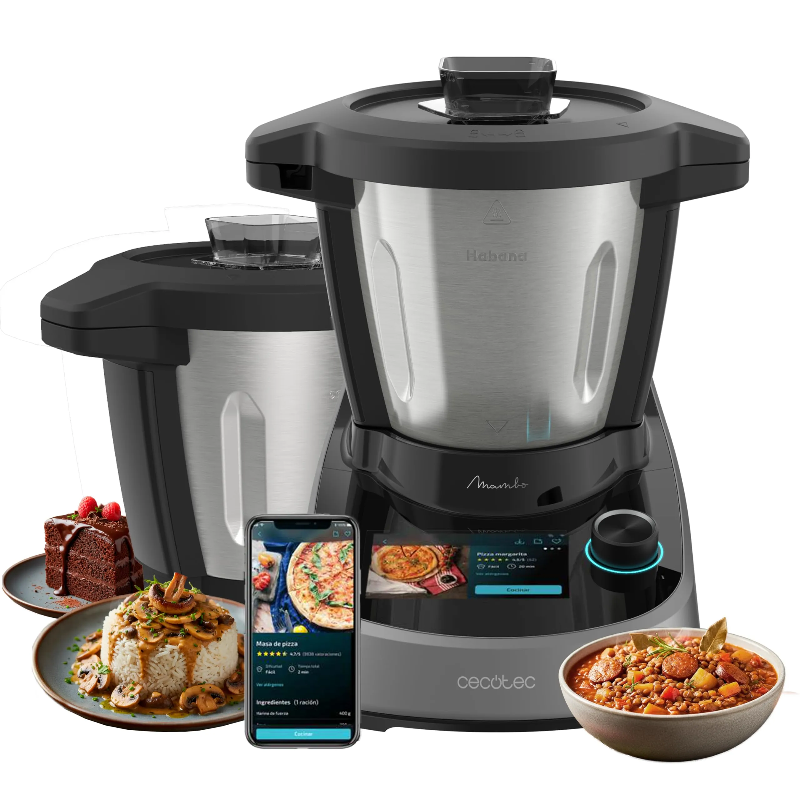 Cecotec Mambo Touch Robot da Cucina Multifunzione con Caraffa Habana Pro, 37 Funzioni, Distributore di Alimenti, Schermo Touch, App Mambo, 3.3L, Bilancia, Autopulizia, Caraffa Ceramica - immagine 1