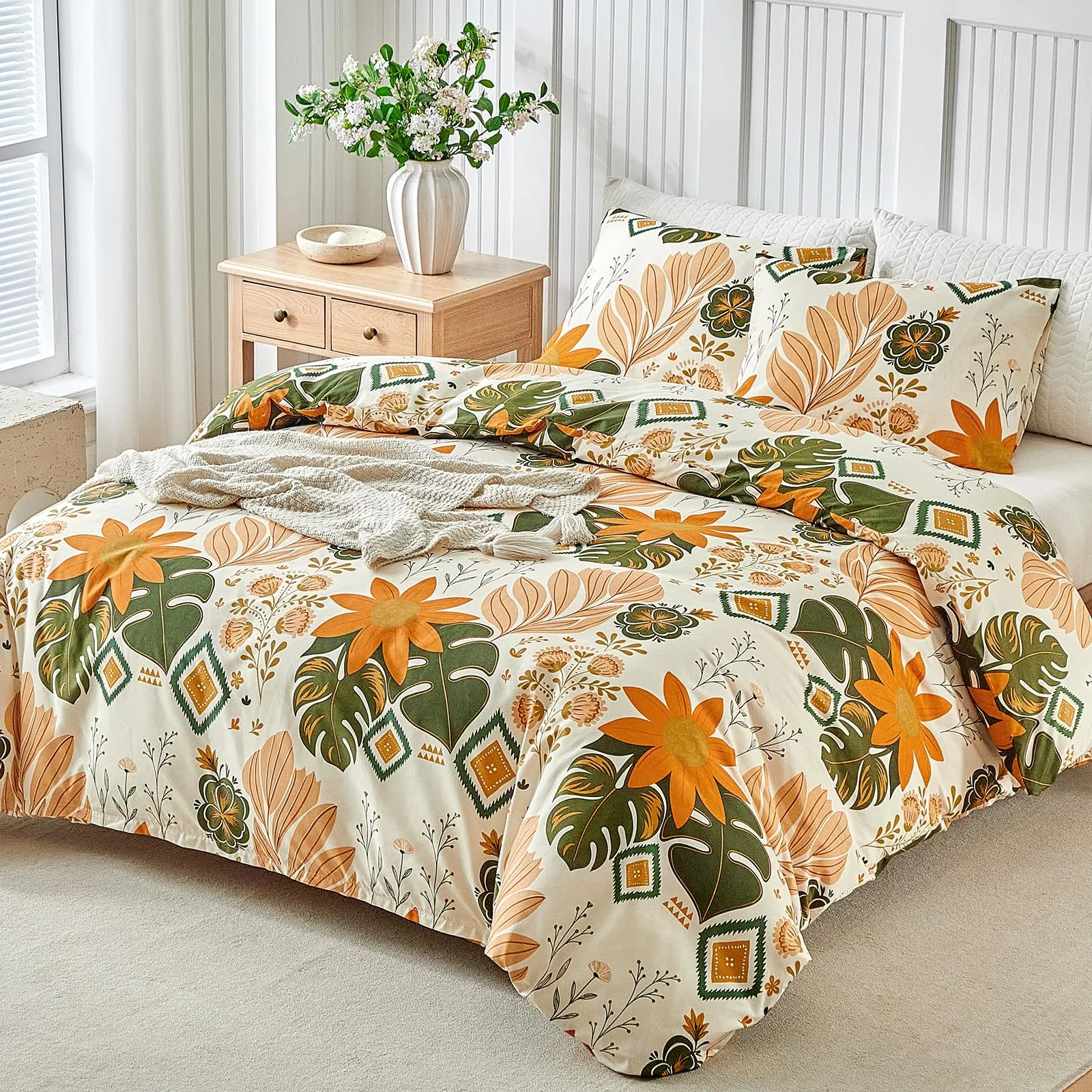 Tokokimo Set Copripiumino Matrimoniale 3 Pezzi in Microfibra con Motivo Barocco, 240x220cm (1 Copripiumino e 2 Federe 50x80) - immagine 2