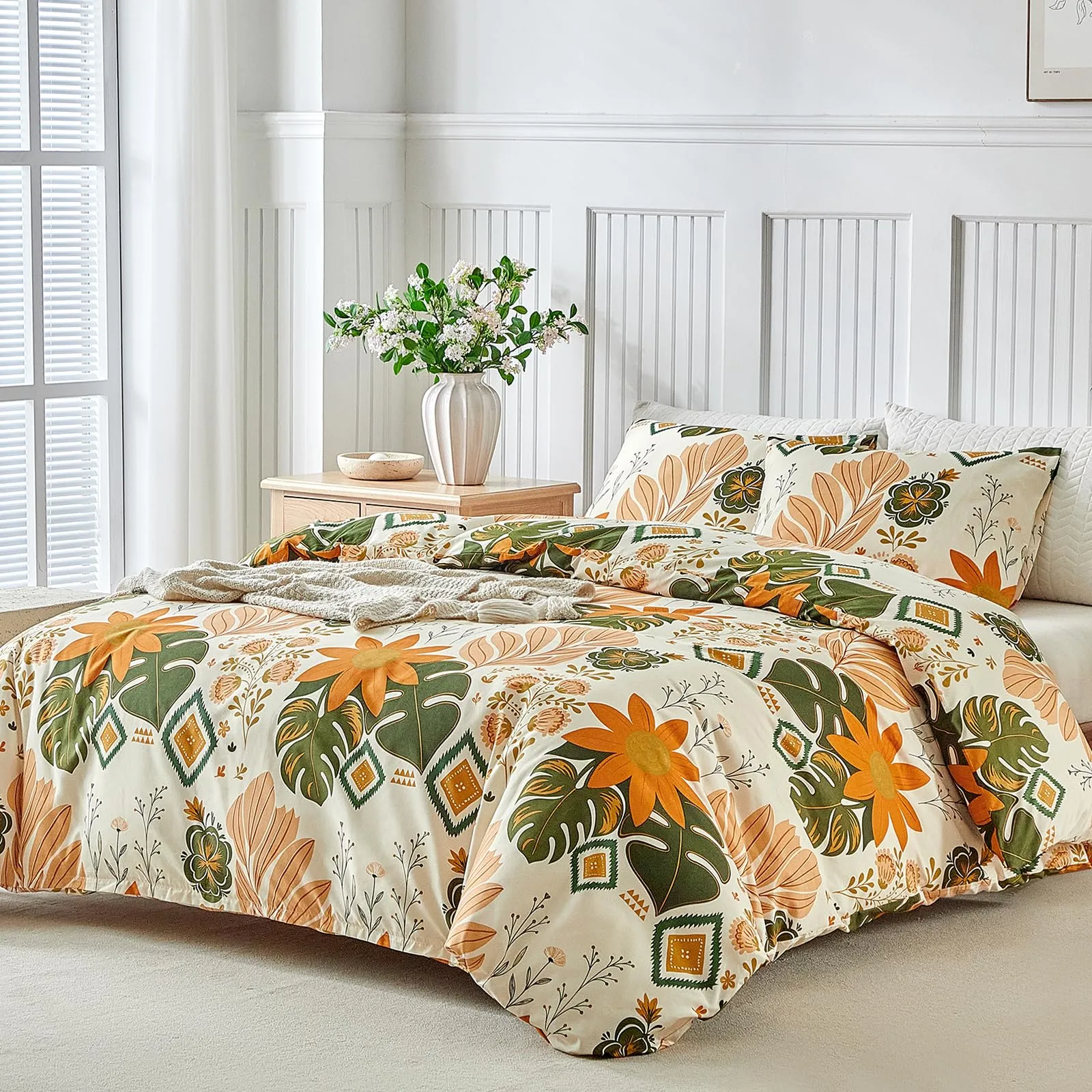 Tokokimo Set Copripiumino Matrimoniale 3 Pezzi in Microfibra con Motivo a Barocco, 260x240cm (1 Copripiumino e 2 Federe 50x80) - immagine 2