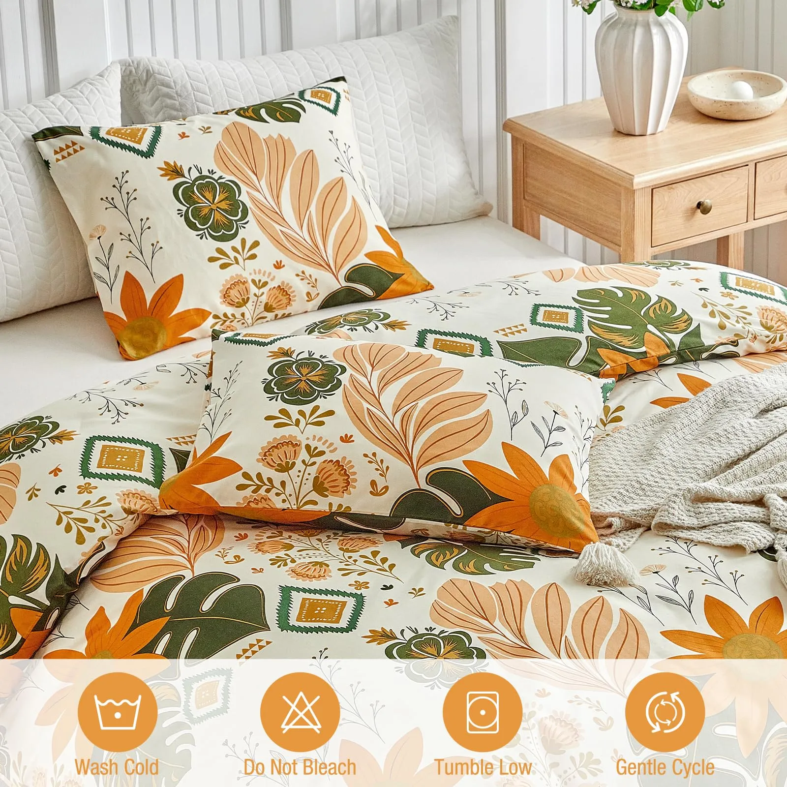 Tokokimo Set Copripiumino Matrimoniale 3 Pezzi in Microfibra con Motivo a Barocco, 260x240cm (1 Copripiumino e 2 Federe 50x80) - immagine 5