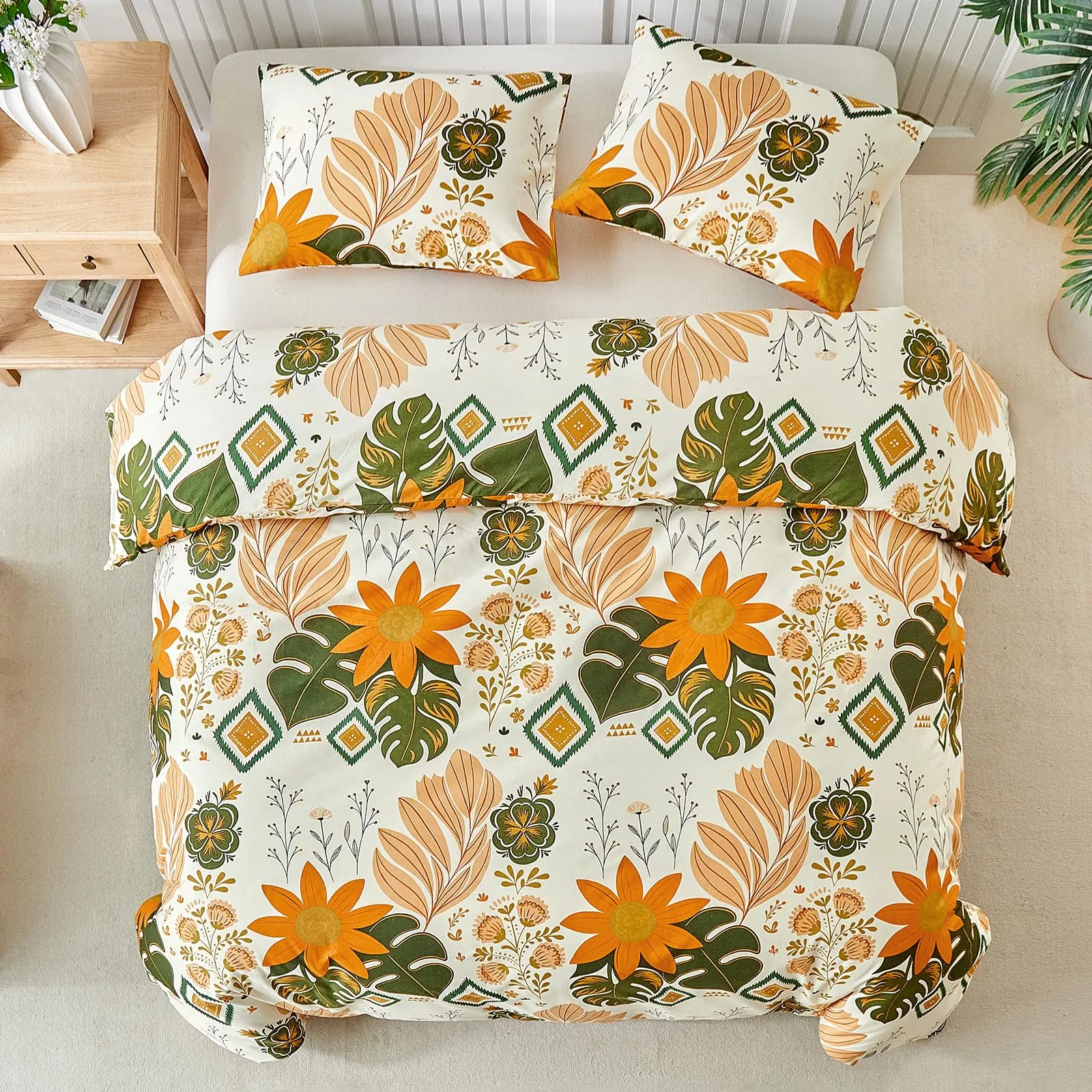 Tokokimo Set Copripiumino Matrimoniale 3 Pezzi in Microfibra con Motivo a Barocco, 260x240cm (1 Copripiumino e 2 Federe 50x80) - immagine 9