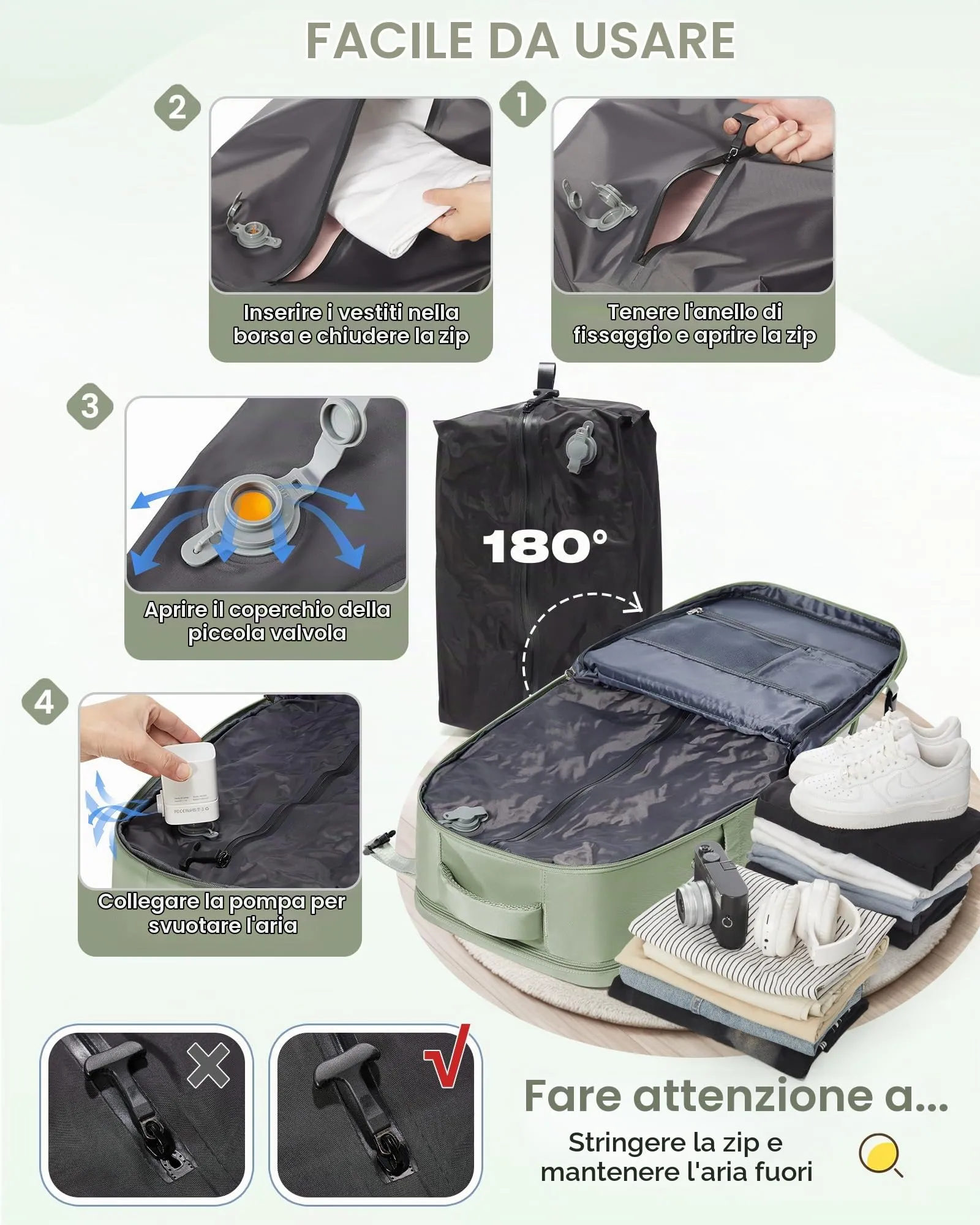 SZLX Zaino da Viaggio Sottovuoto con Pompa 40x30x20cm per Ryanair e Wizzair, Impermeabile, Scomparto Laptop 14 Pollici e Scomparto Scarpe - immagine 5