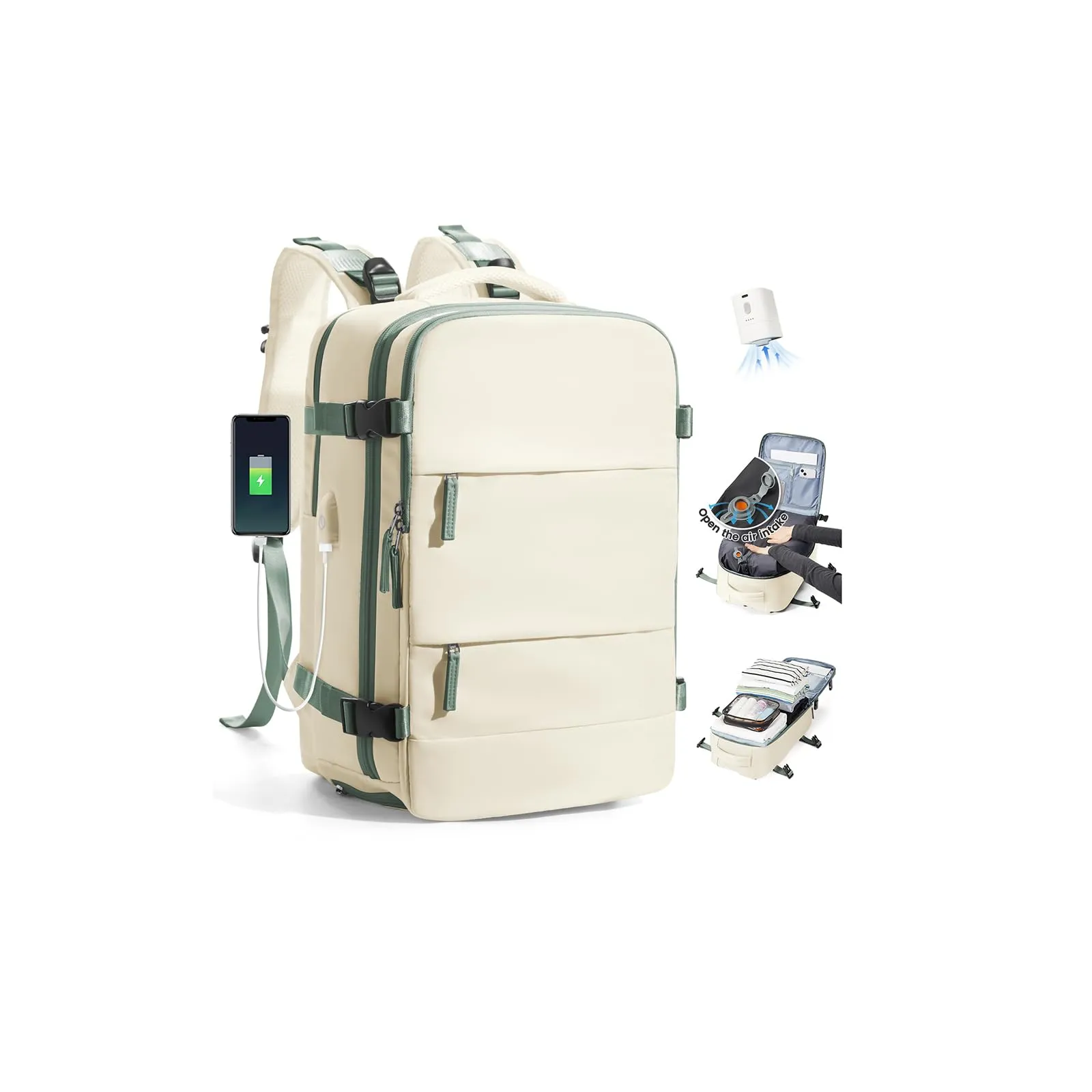 SZLX Zaino da Viaggio Sottovuoto con Pompa 40x30x20 per Ryanair Wizzair, Impermeabile con Scomparto Laptop 14 Pollici e Scomparto Scarpe - immagine 1