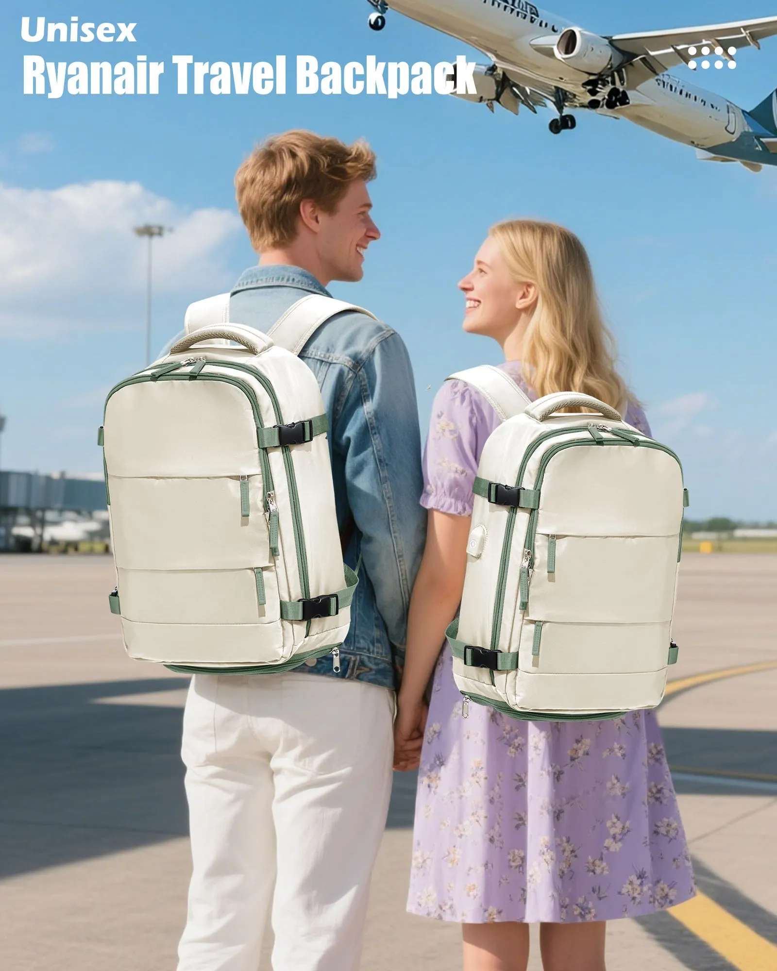 SZLX Zaino da Viaggio Sottovuoto con Pompa 40x30x20 per Ryanair Wizzair, Impermeabile con Scomparto Laptop 14 Pollici e Scomparto Scarpe - immagine 2