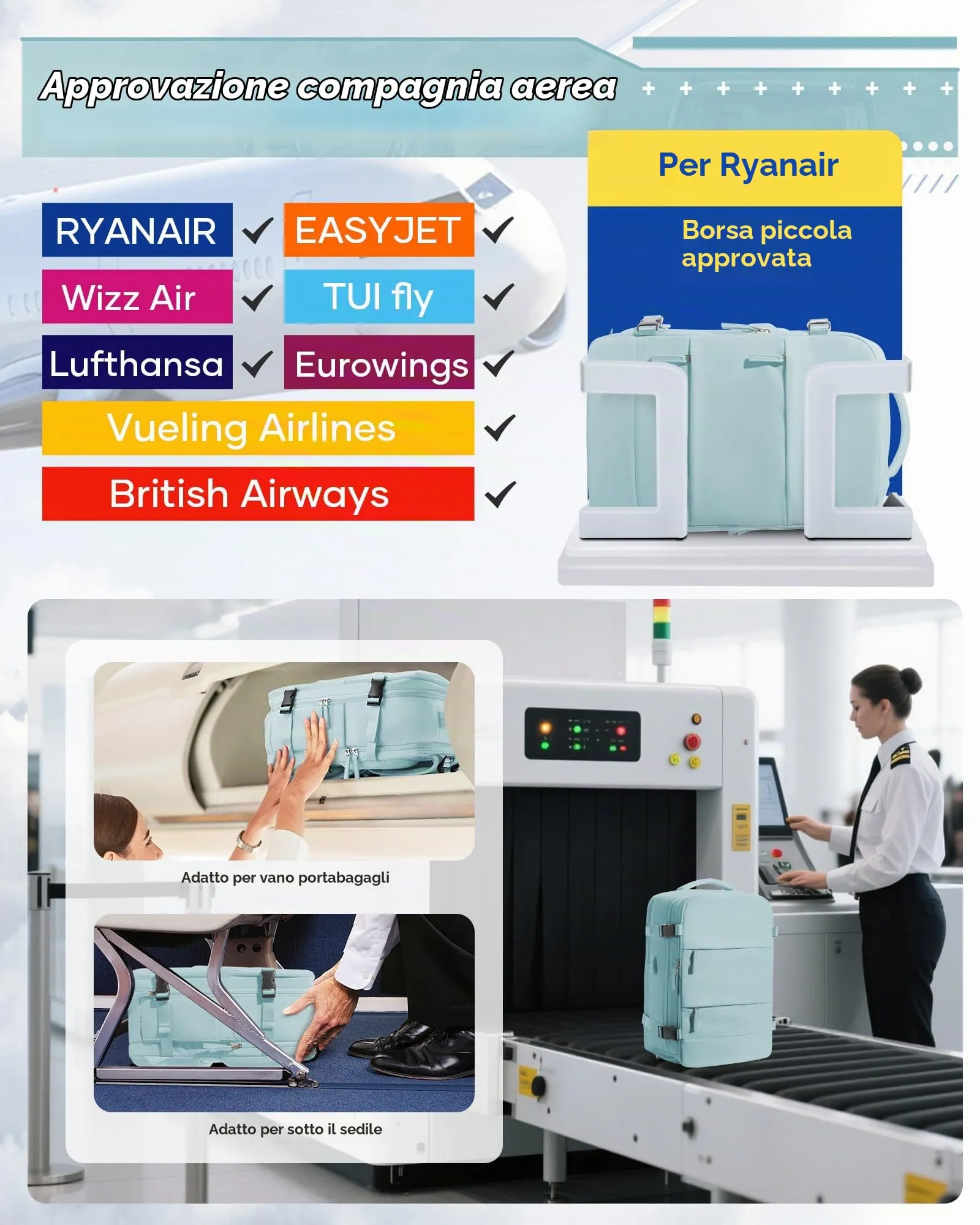 SZLX Zaino da Viaggio Sottovuoto con Pompa 40x30x20 Ryanair Wizzair, Bagaglio a Mano Impermeabile per Laptop 14 Pollici con Scomparto Scarpe - immagine 4