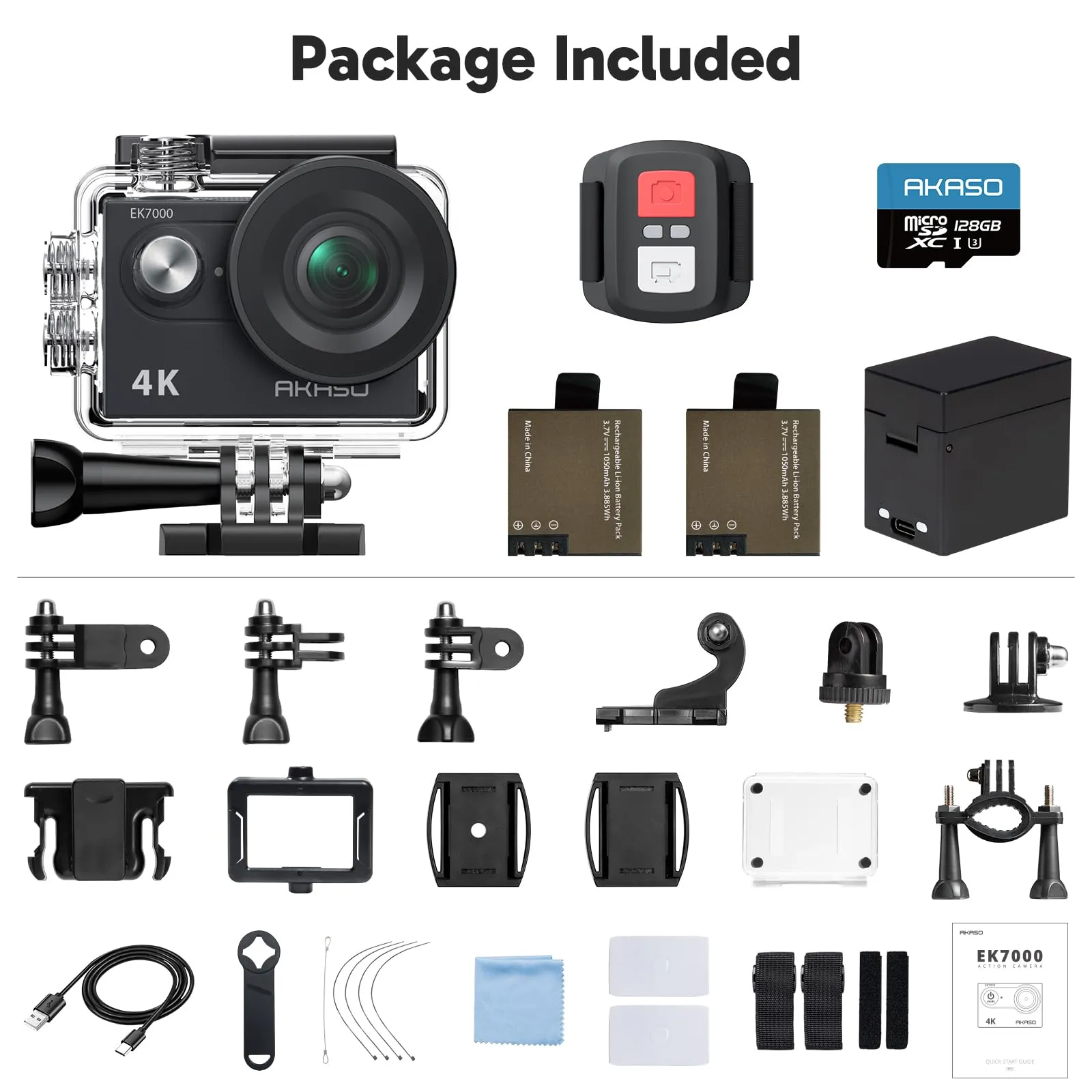 AKASO EK7000 Action Camera 4K 30FPS WiFi 20MP with 128GB microSDXC - immagine 8