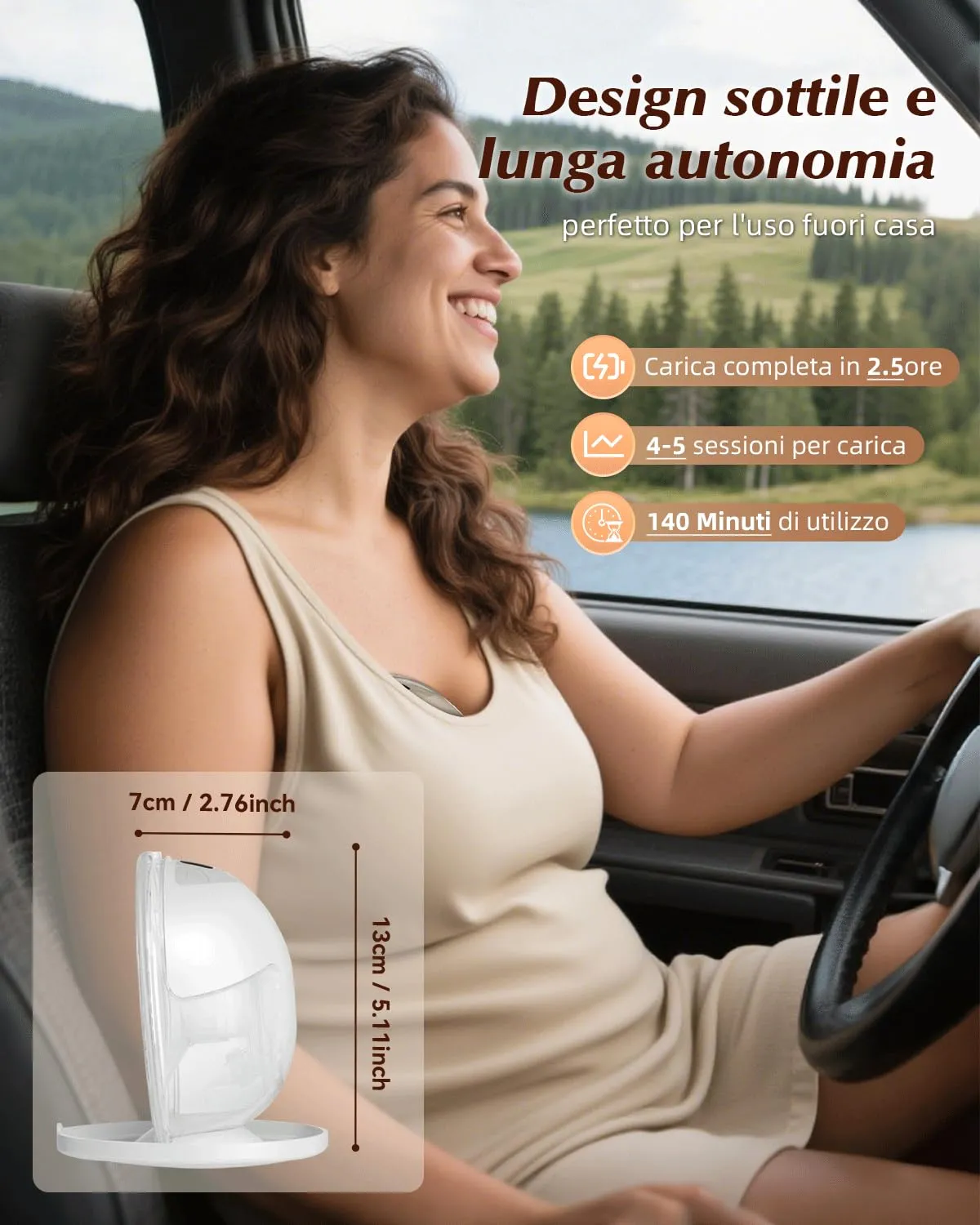 KISSBOBO K5 Tiralatte Elettrico, 4 Modalità, 19 Livelli, 280 mmHg, Mani Libere, Beige - immagine 4