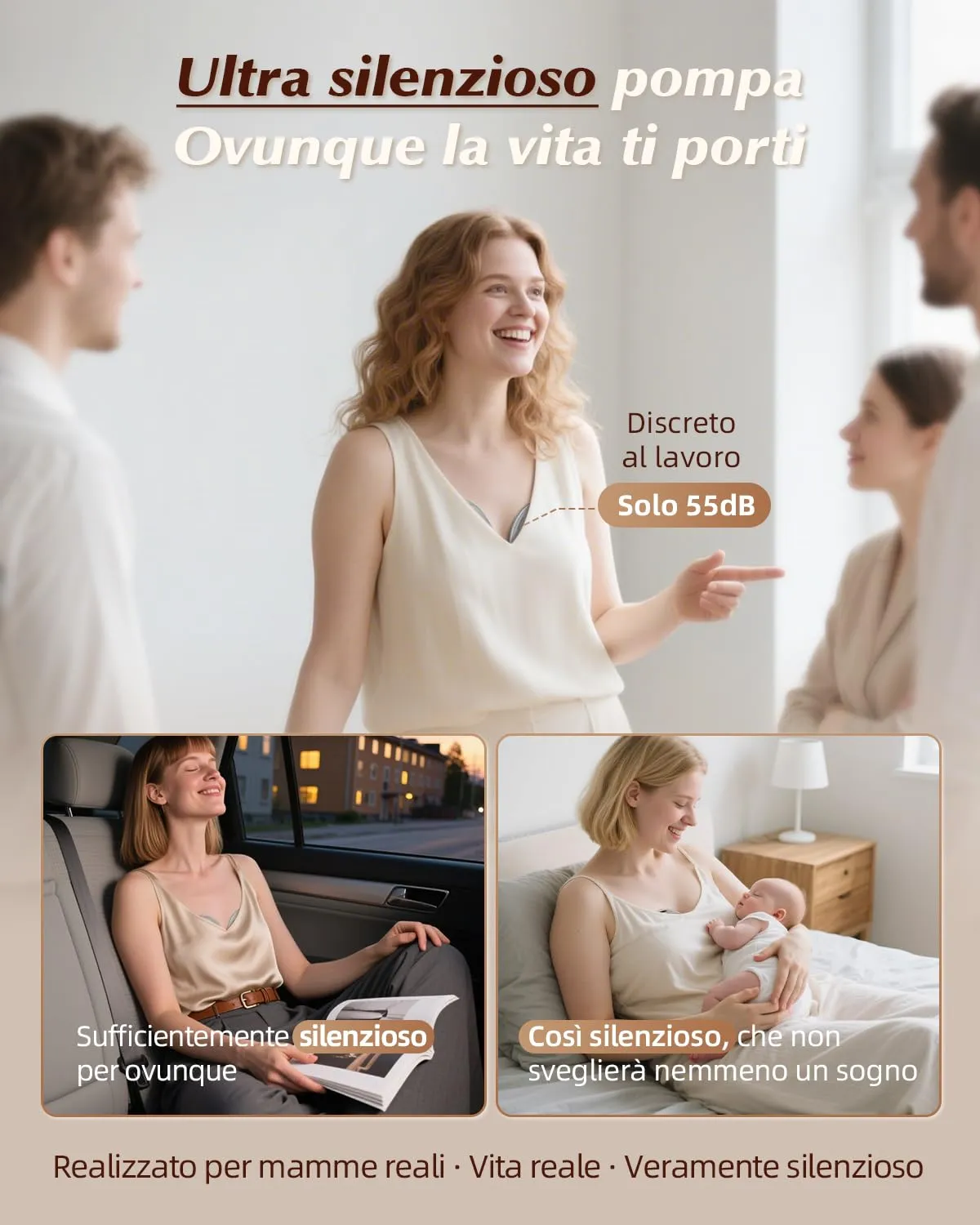 KISSBOBO K5 Tiralatte Elettrico, 4 Modalità, 19 Livelli, 280 mmHg, Mani Libere, Beige - immagine 6