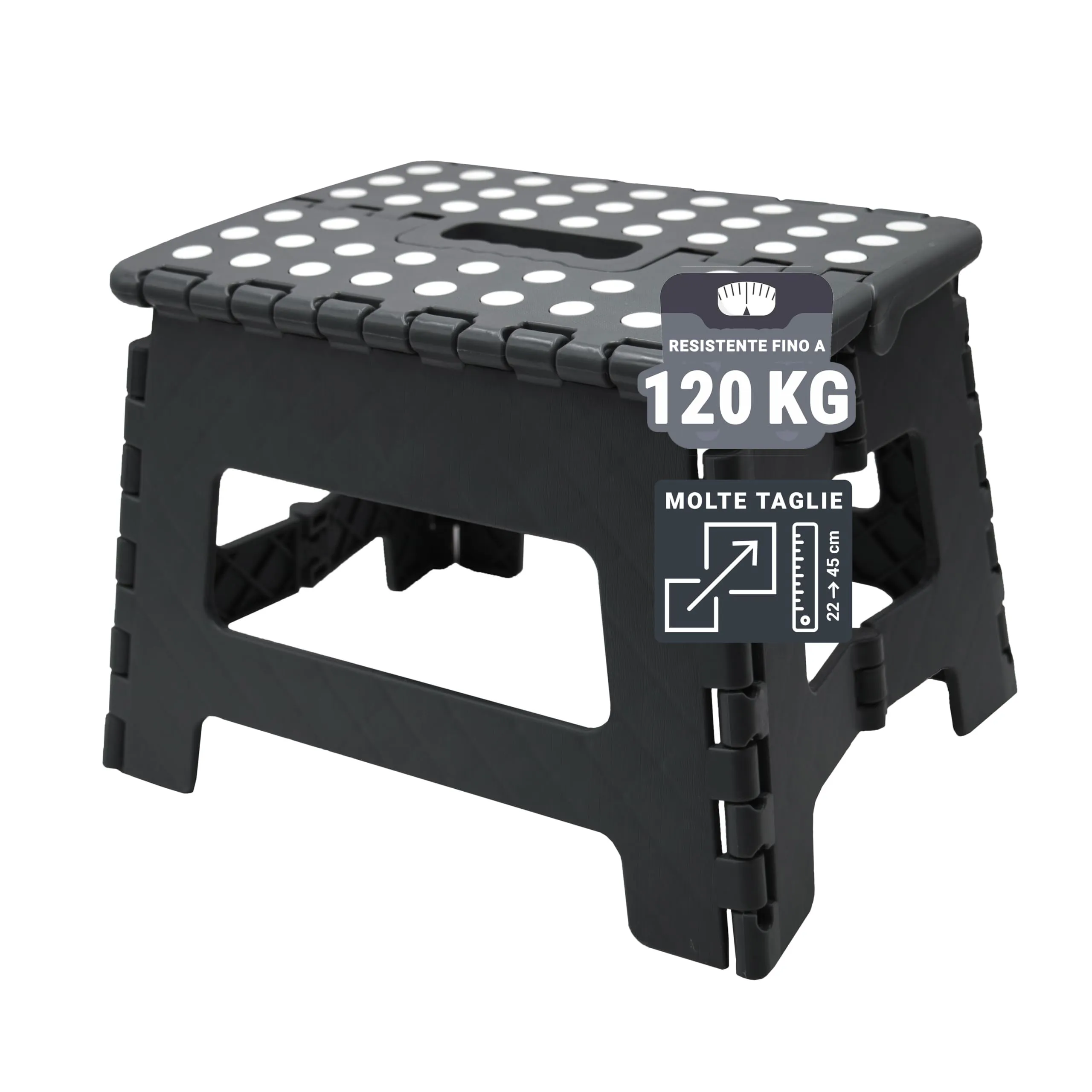ZOLLNER Sgabello Pieghevole, 22 cm, Nero - immagine 1