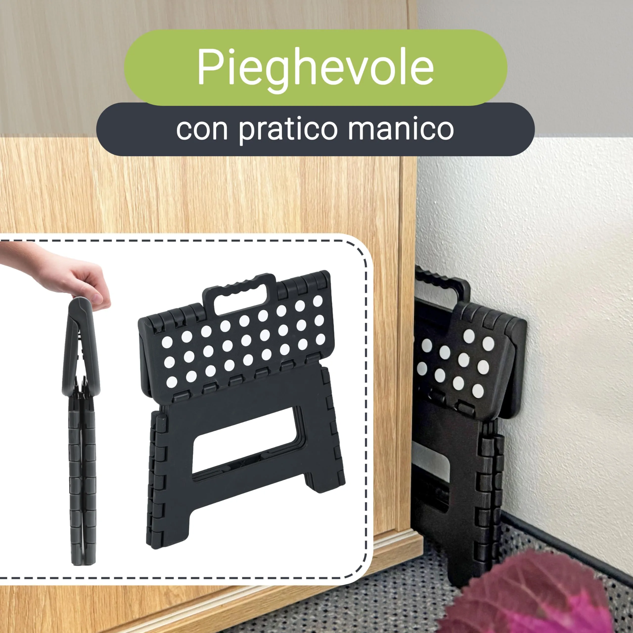 ZOLLNER Sgabello Pieghevole, 22 cm, Nero - immagine 3