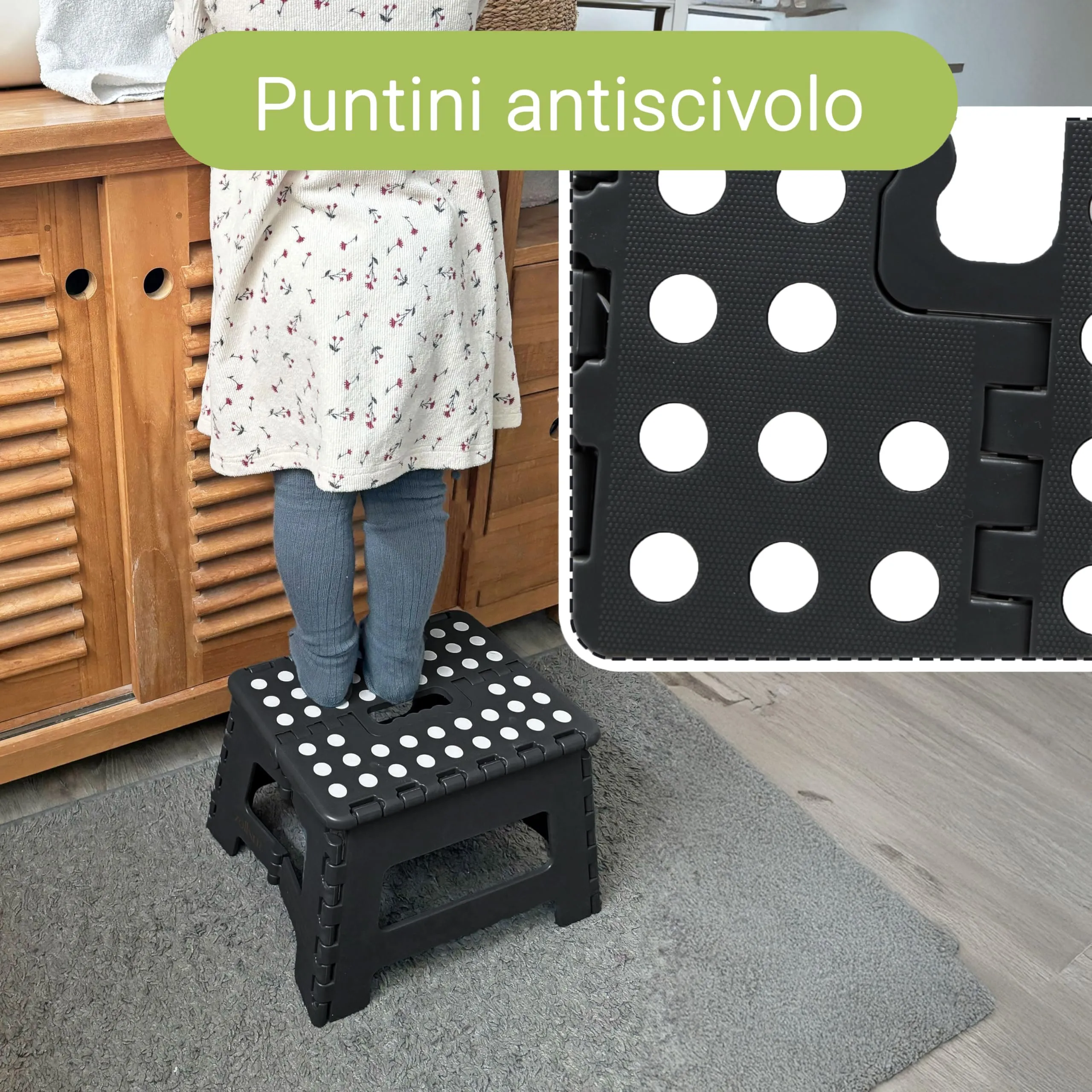 ZOLLNER Sgabello Pieghevole, 22 cm, Nero - immagine 4