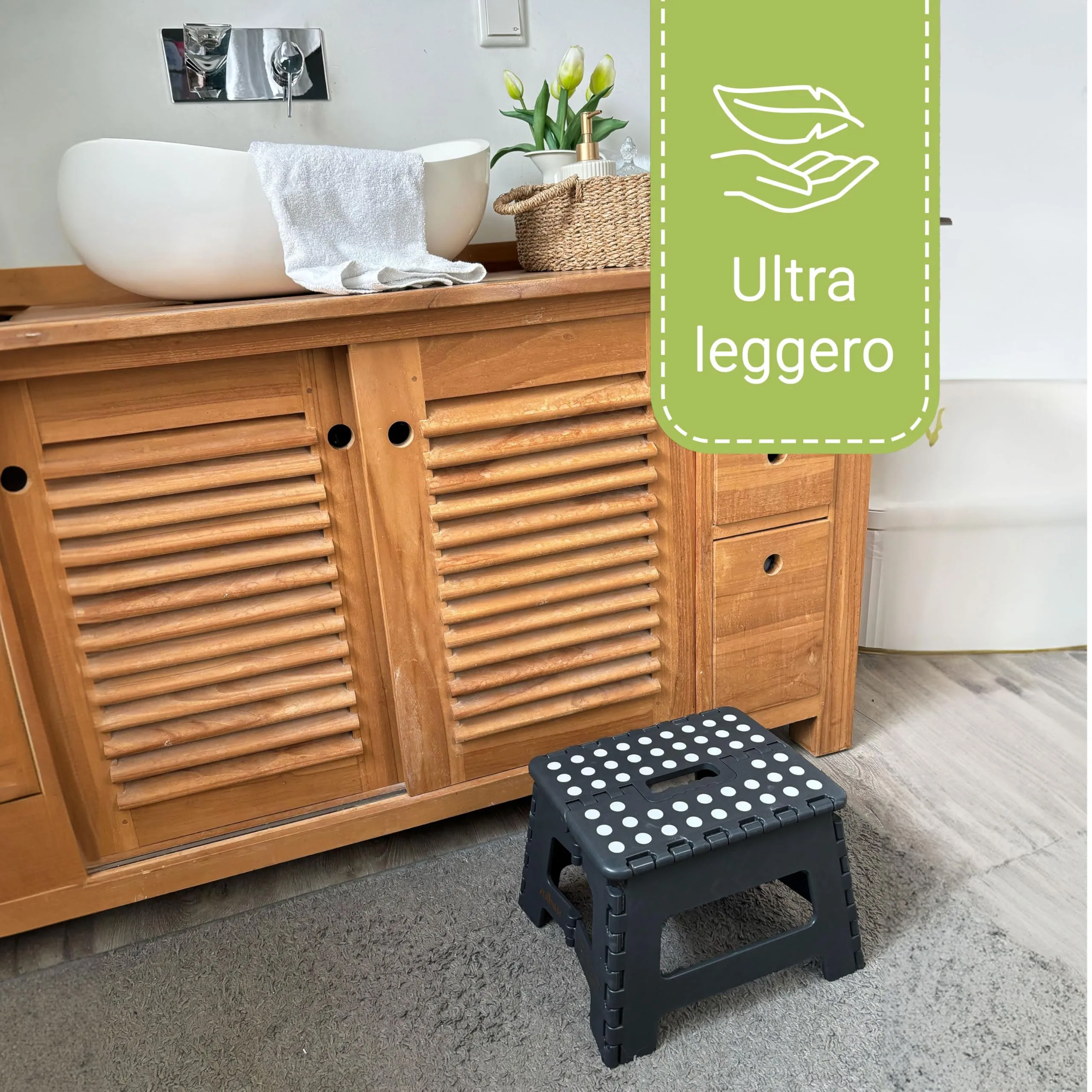 ZOLLNER Sgabello Pieghevole, 22 cm, Nero - immagine 5