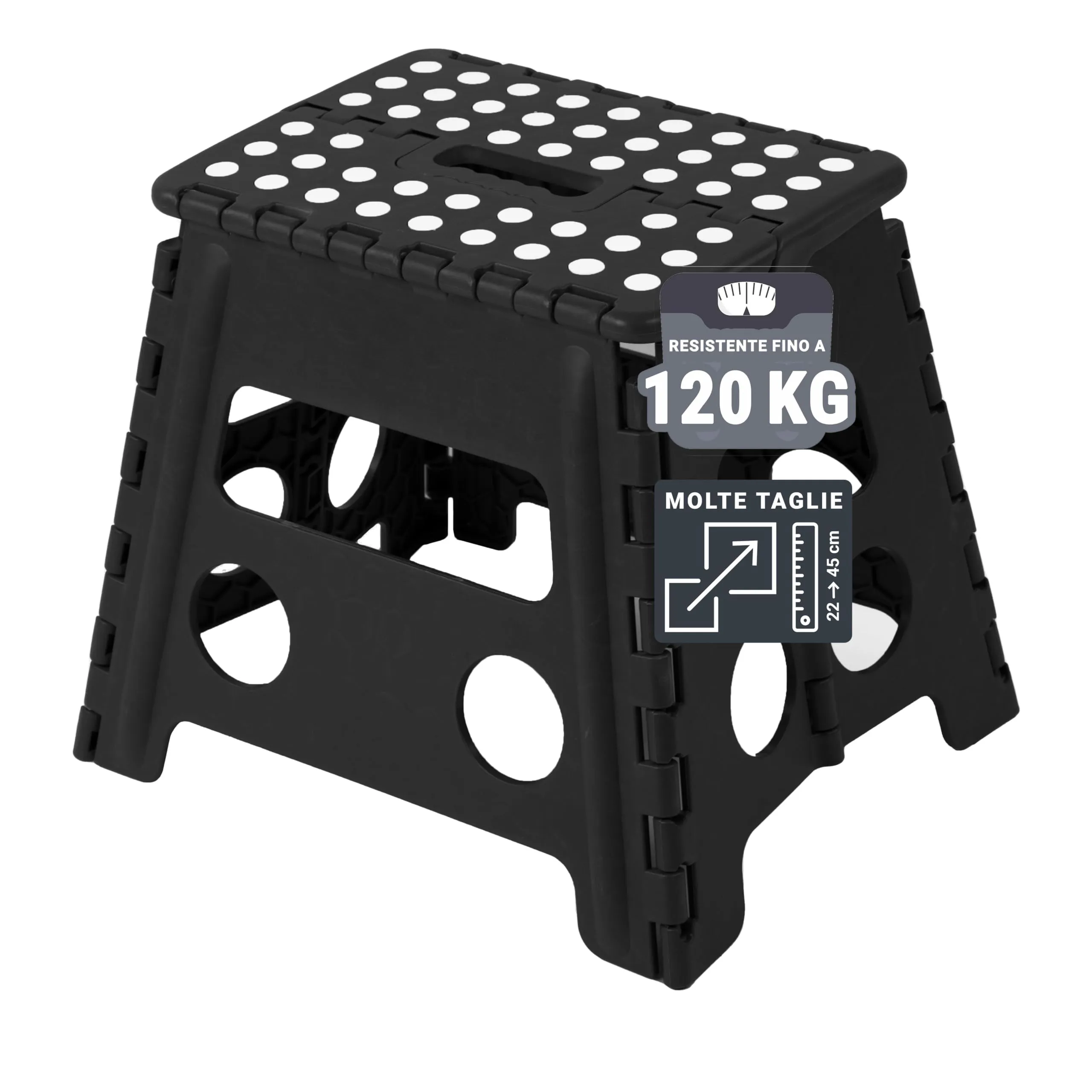ZOLLNER Sgabello Pieghevole, 30 cm, Nero - immagine 1