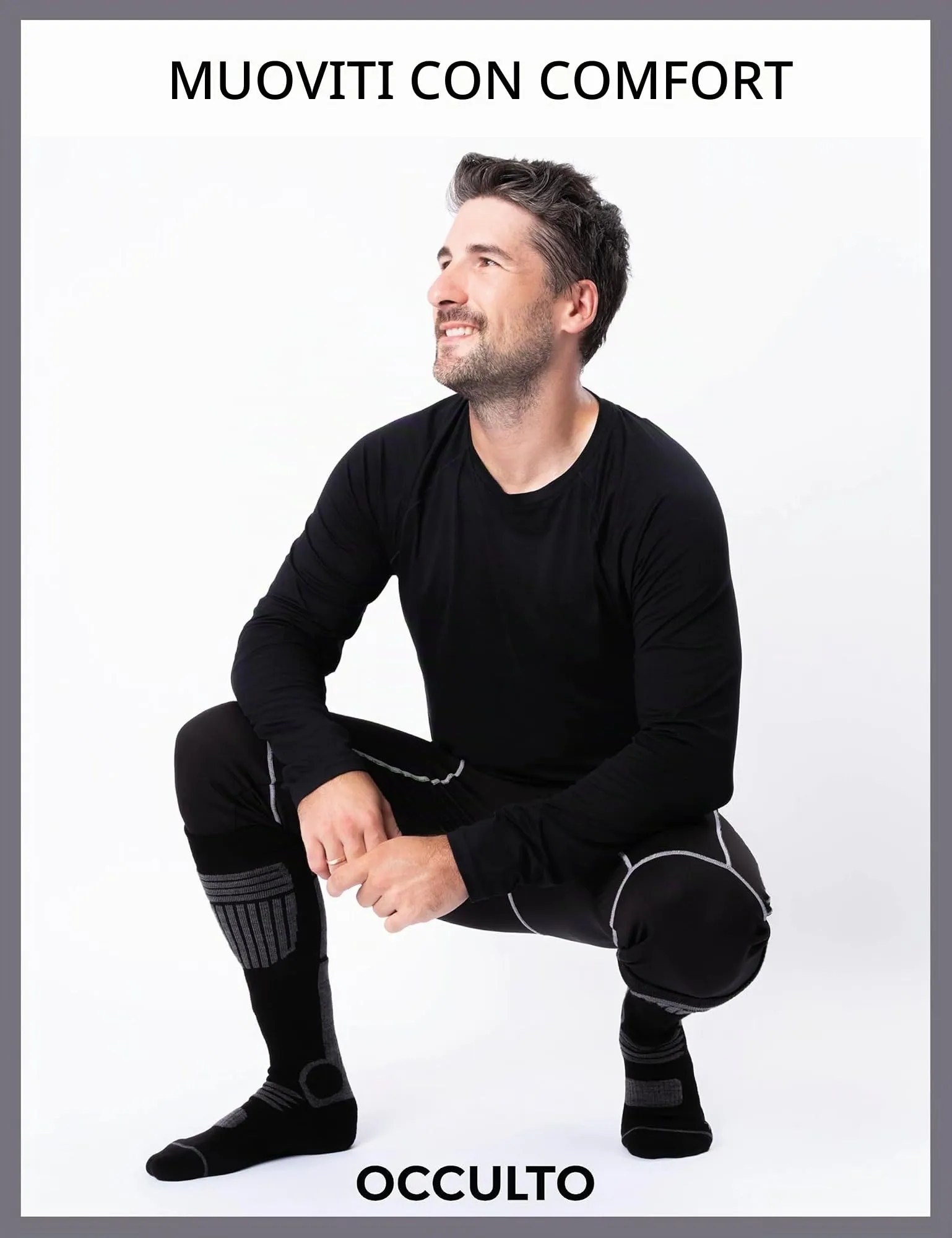 Occulto Calze da Sci Uomo Felix, 2 Paia Bianco Nero, 39-42 - immagine 6
