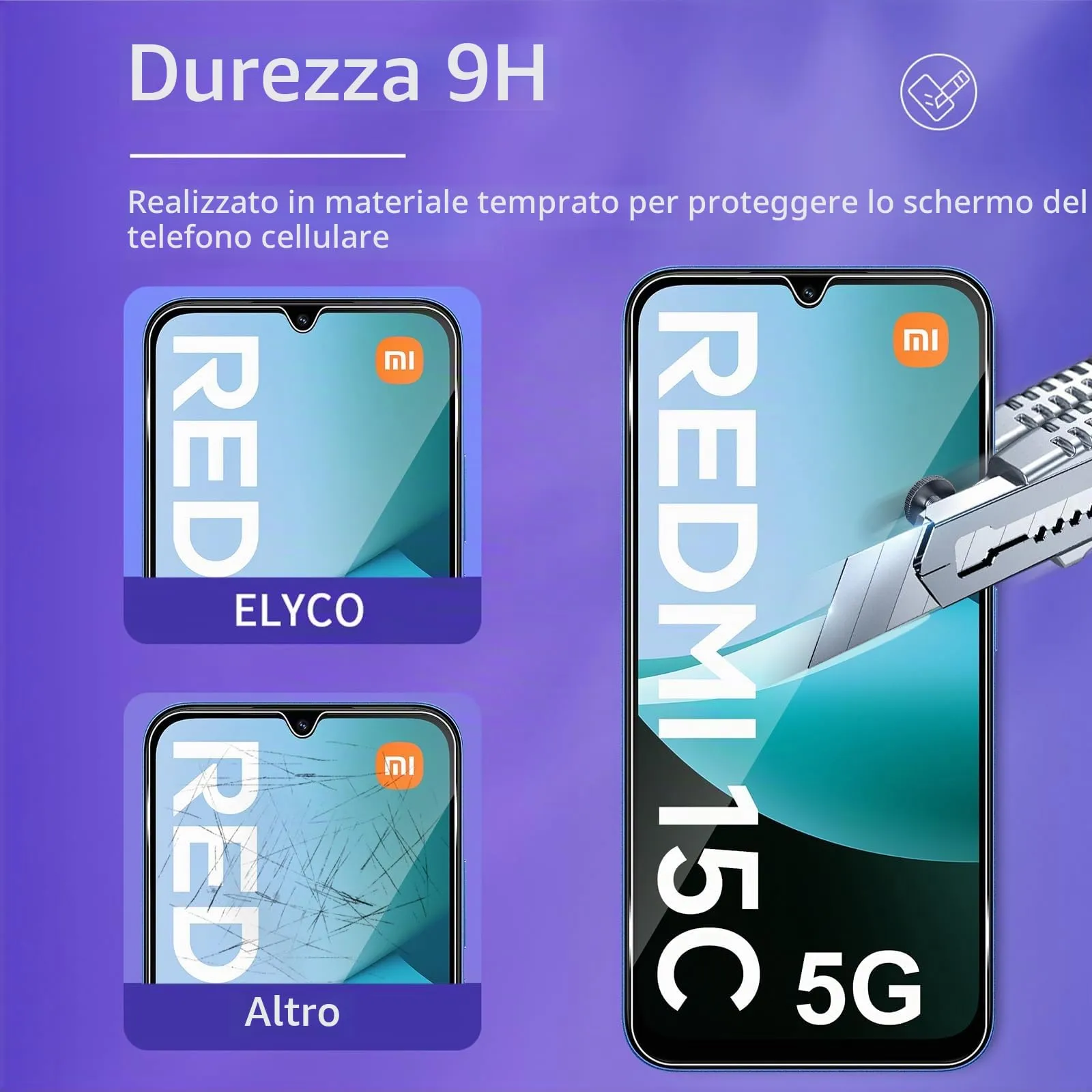 ELYCO Vetro Temperato per Xiaomi Redmi 15C, 2+2 Pezzi - immagine 3