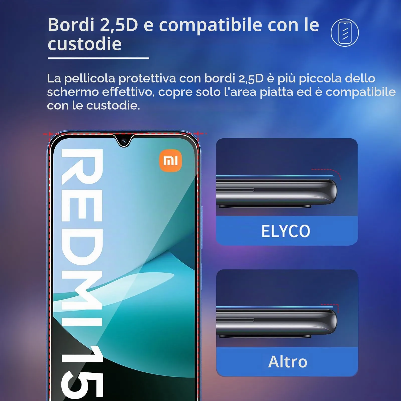 ELYCO Vetro Temperato per Xiaomi Redmi 15C, 2+2 Pezzi - immagine 5