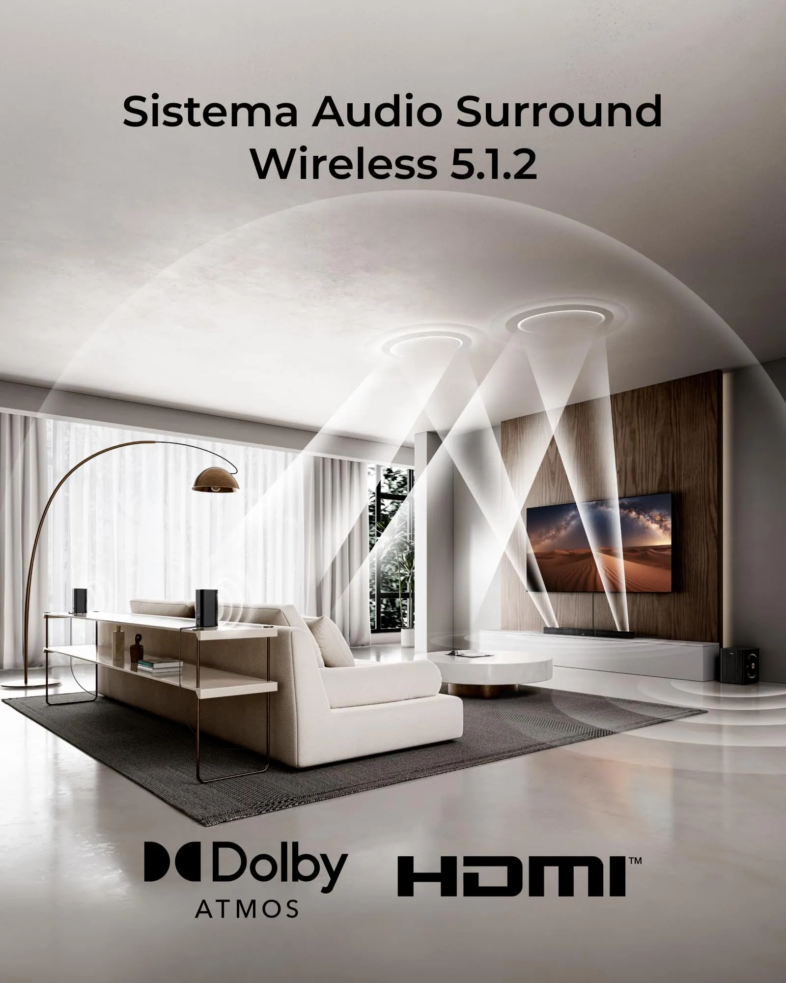 ULTIMEA Skywave X40 Sistema Audio Surround Wireless 5.1.2, Soundbar 530W con Dolby Atmos, Subwoofer Wireless, Amplificatore GaN, Pass-through HDR 4K, HDMI eARC, Bluetooth 5.4 - immagine 2