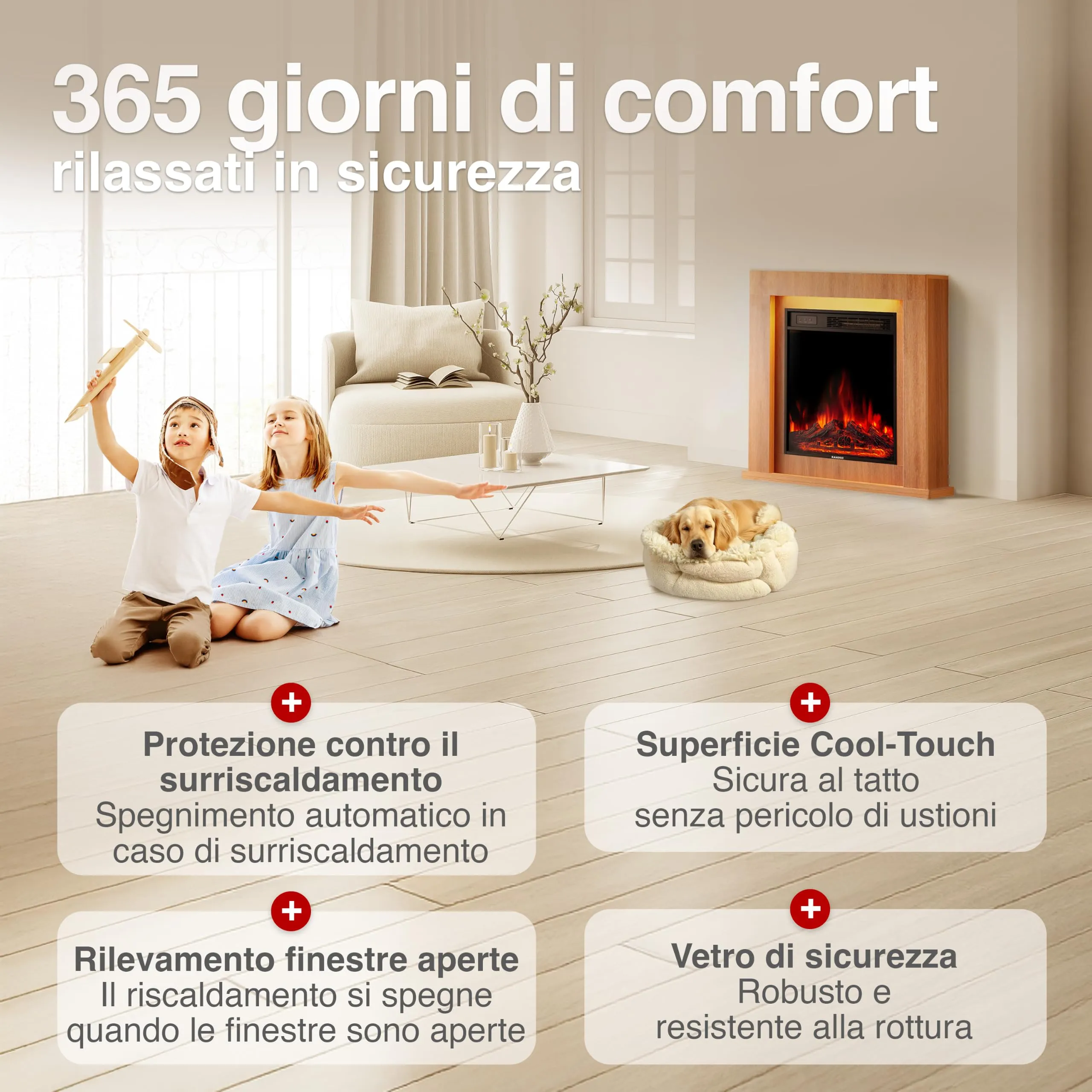 KAMINIO Matti Modern 32 Quercia Camino Elettrico da Appoggio - immagine 5