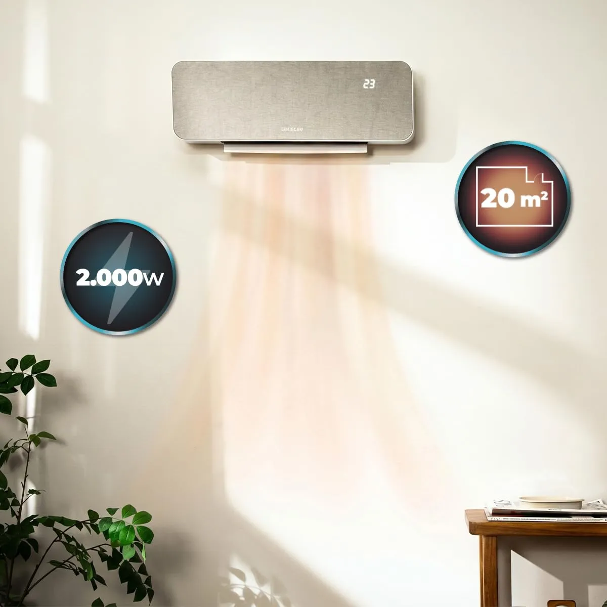 Cecotec ReadyWarm 3000 Textile Termoventilatore Ceramico da Parete, 2000W, Telecomando, Timer, 20m² - immagine 2
