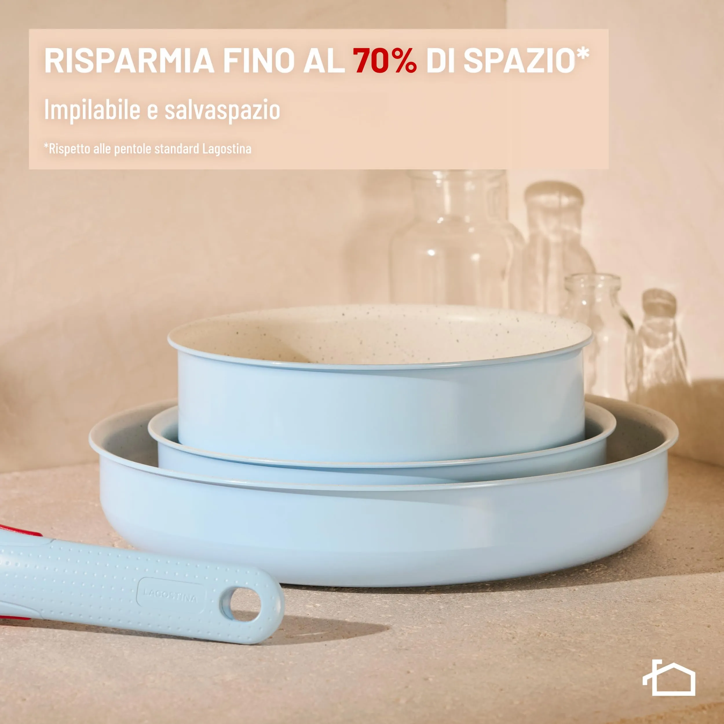 Lagostina Ingenio Pastel Set Padelle Antiaderenti 4 Pezzi, Color Brezza - immagine 6