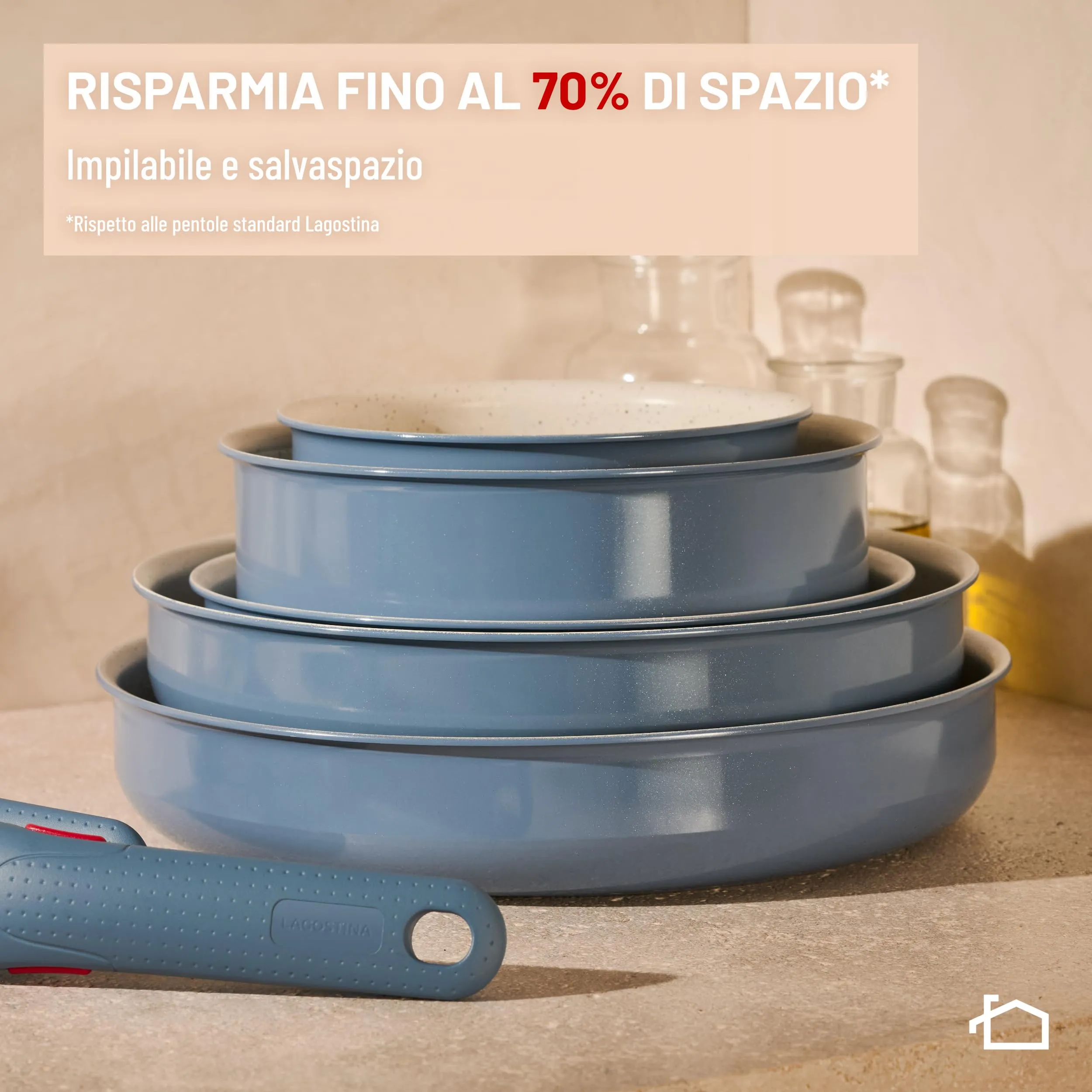 Lagostina Ingenio Pastel Set Padelle Antiaderenti 11 Pezzi, Color Nettuno - immagine 6