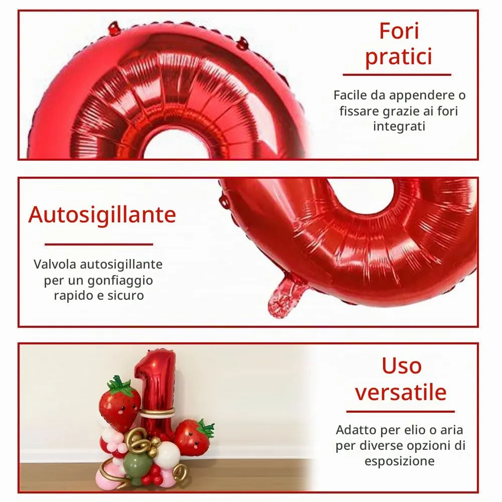 Jonami Palloncino Numero 0 Rosso Metallizzato XXL 100 cm - immagine 4