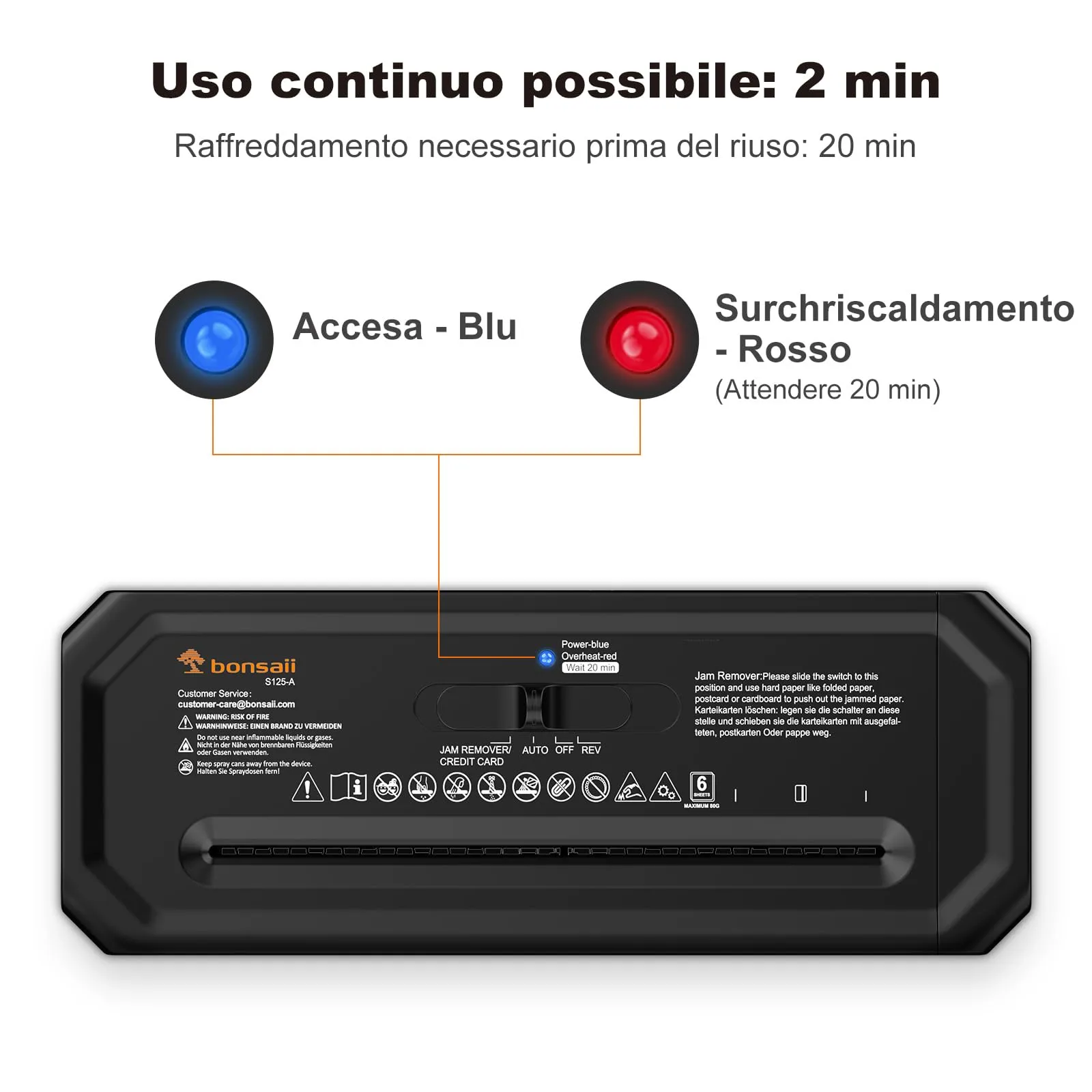 Bonsaii Tritadocumenti a Strisce 6 Fogli, Manico Estendibile, P-2, S125-A - immagine 5