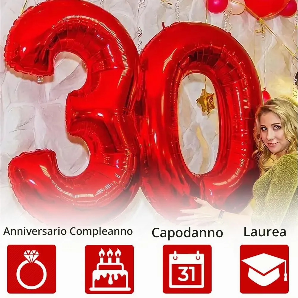 Jonami Palloncino Numero 9 Rosso Metallizzato 100 cm - immagine 3