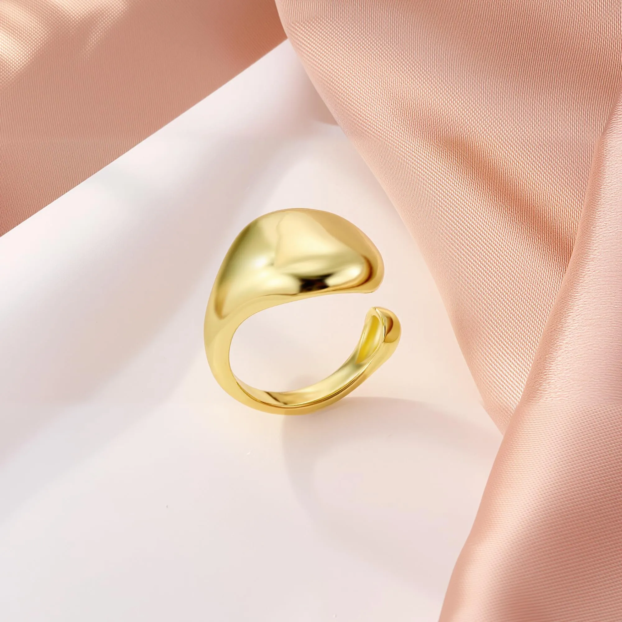 ALEXCRAFT Anelli Oro Chunky a Goccia Regolabili per Donna e Uomo, Placcato 14k Oro - immagine 7