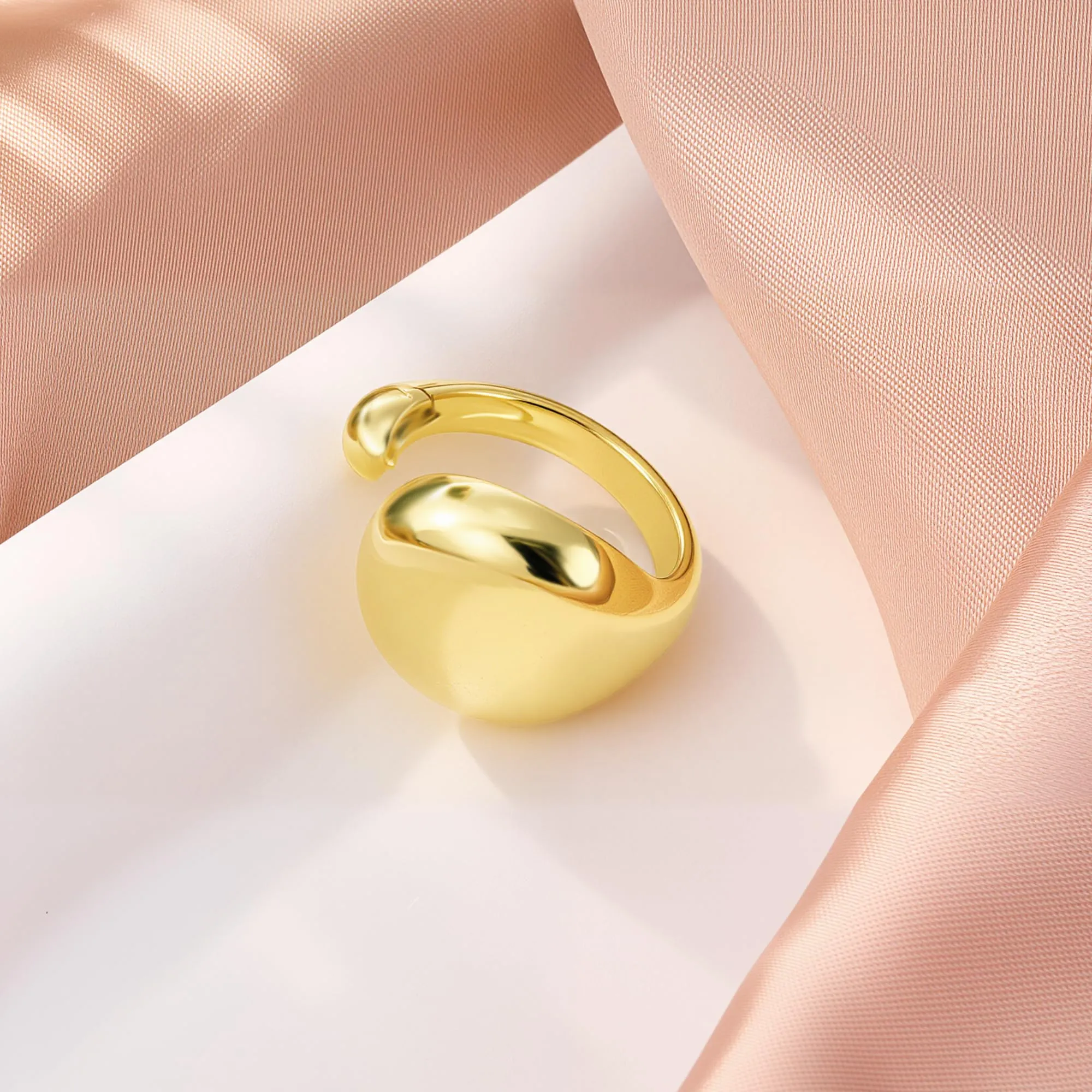ALEXCRAFT Anelli Oro Chunky a Goccia Regolabili per Donna e Uomo, Placcato 14k Oro - immagine 8