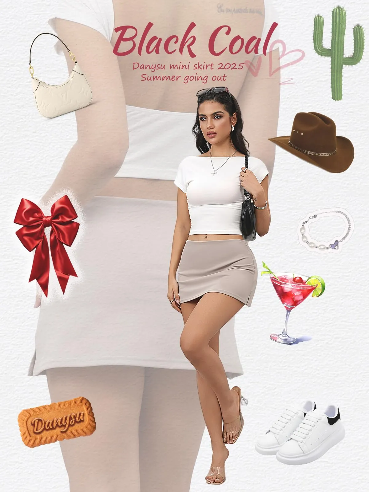 Danysu Gonna Mini Elasticizzata a Vita Bassa con Pantaloncini e Spacco Laterale, L - immagine 6