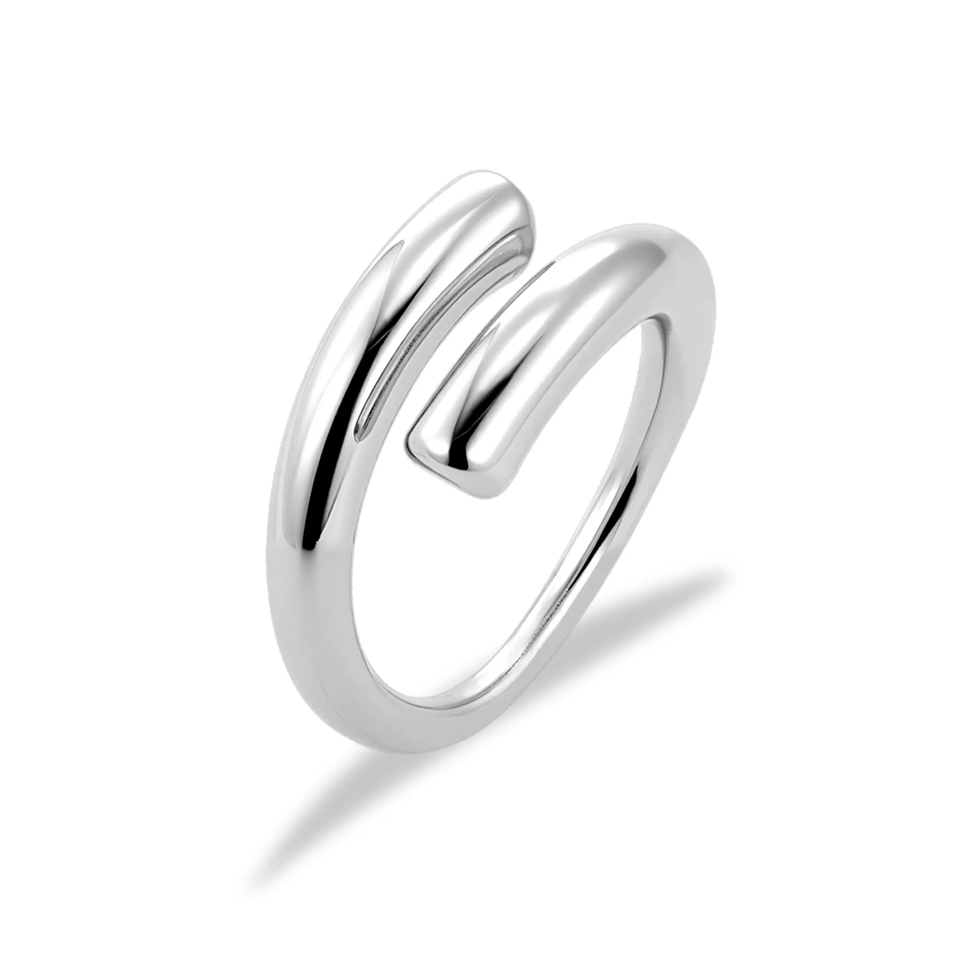ALEXCRAFT Anelli Uomo Donna in Acciaio Argento Regolabili Fascia Aperti Chunky R0306 - immagine 1
