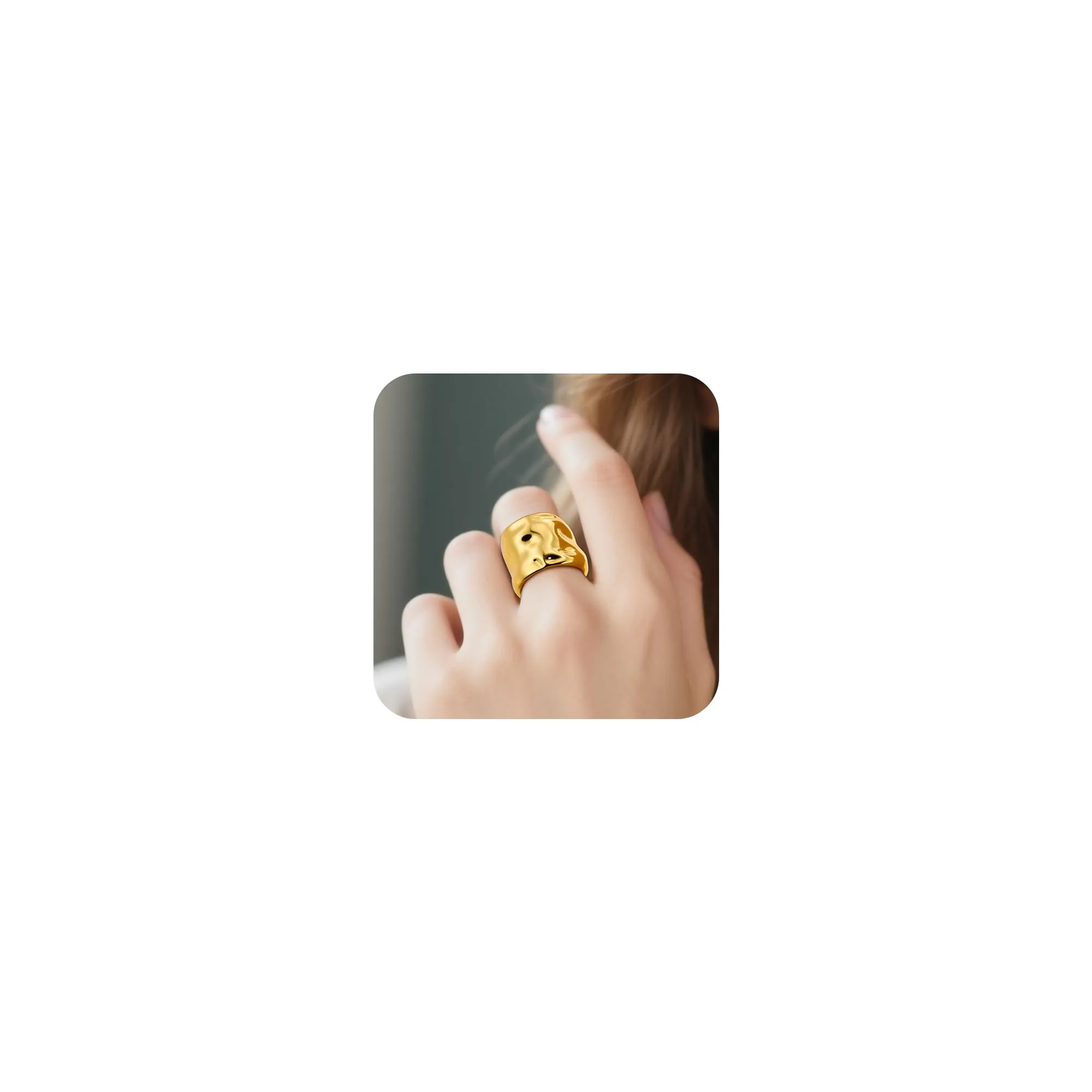 ALEXCRAFT Anelli Oro Chunky a Goccia Regolabili in Acciaio Inossidabile Unisex - immagine 2
