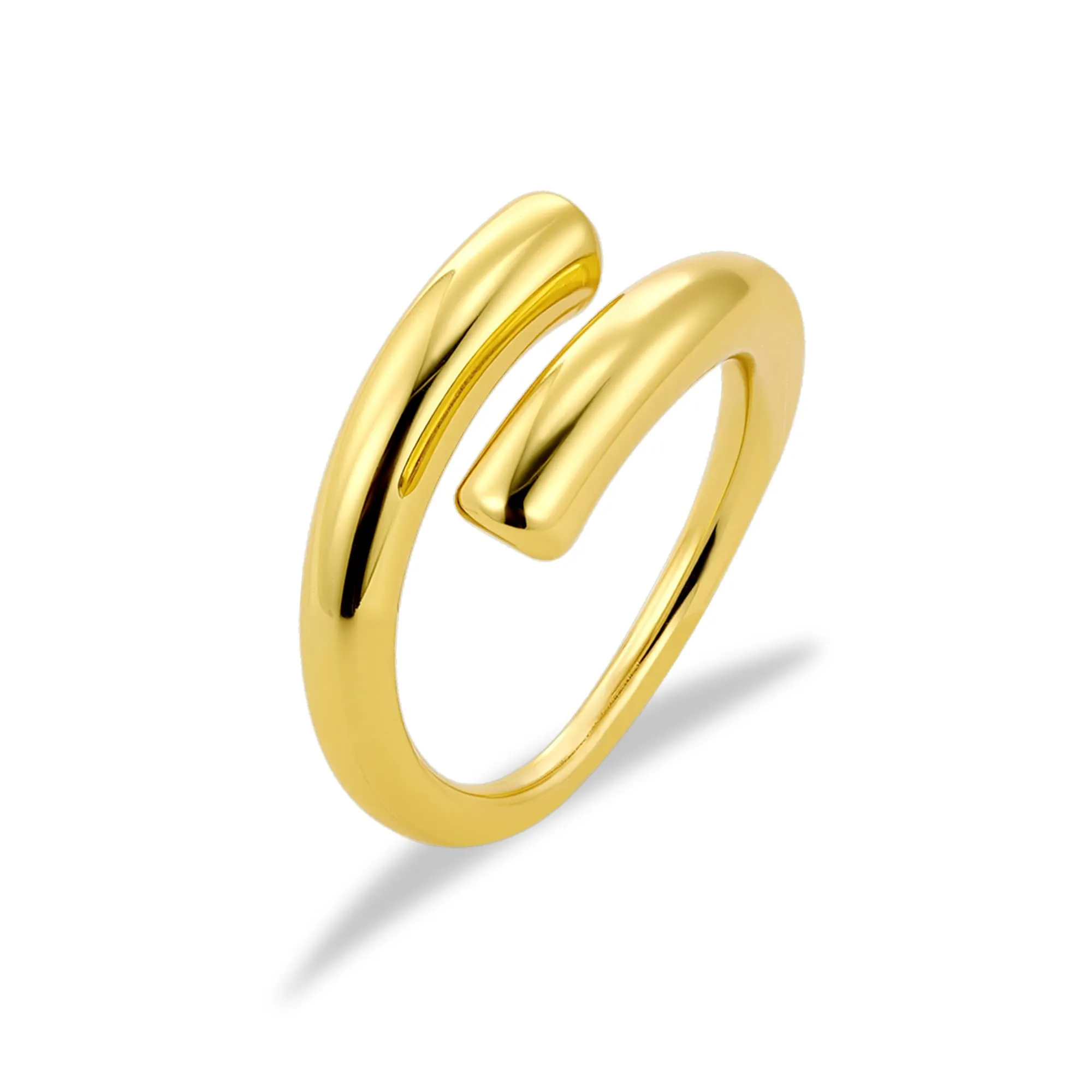 ALEXCRAFT Anelli Chunky a Goccia in Acciaio Inossidabile Placcato Oro, Regolabili, Unisex - immagine 1