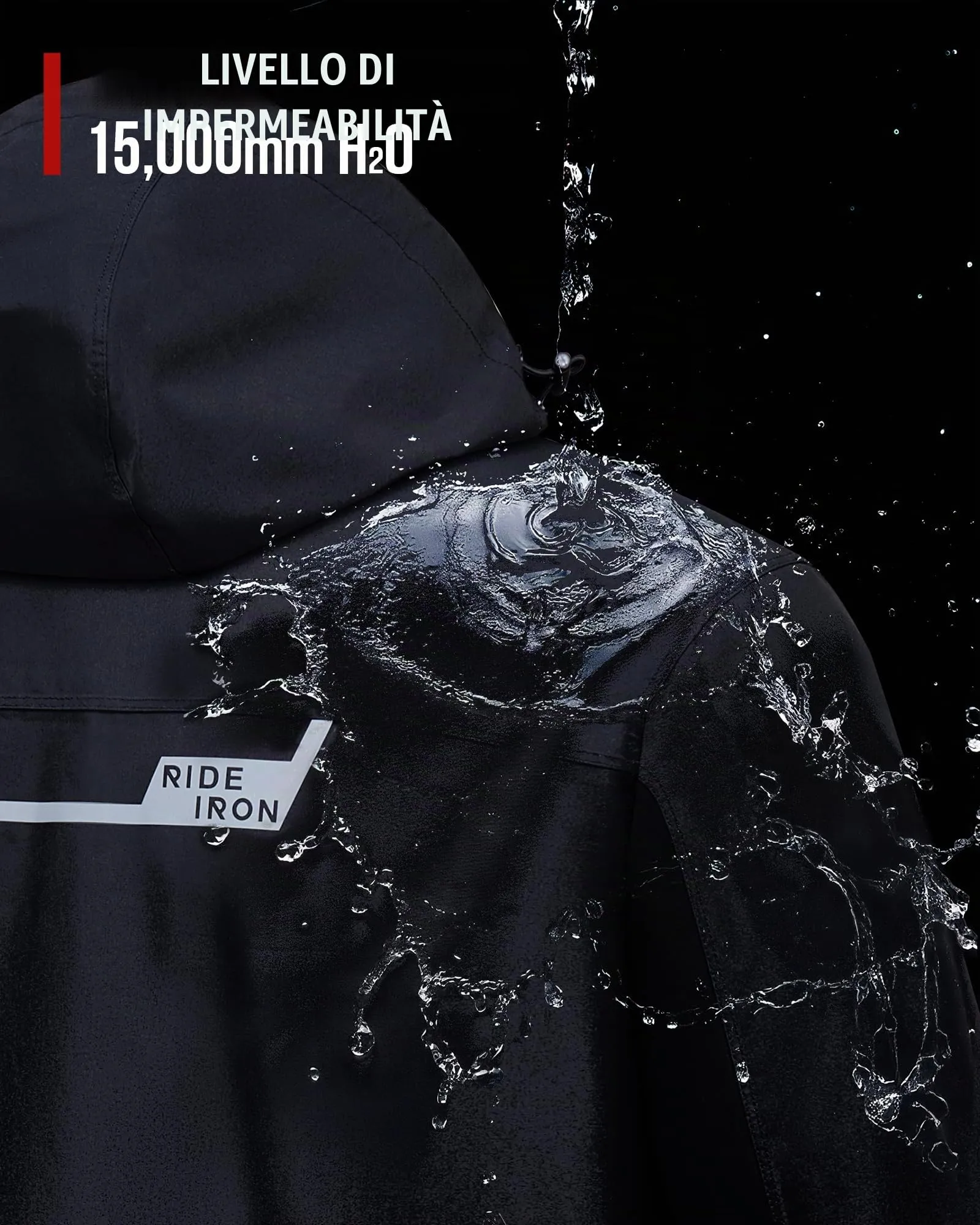 RIDEIRON Tuta Antipioggia da Moto 2 Pezzi MJ5012, 15.000 mm, Nero, XL - immagine 3