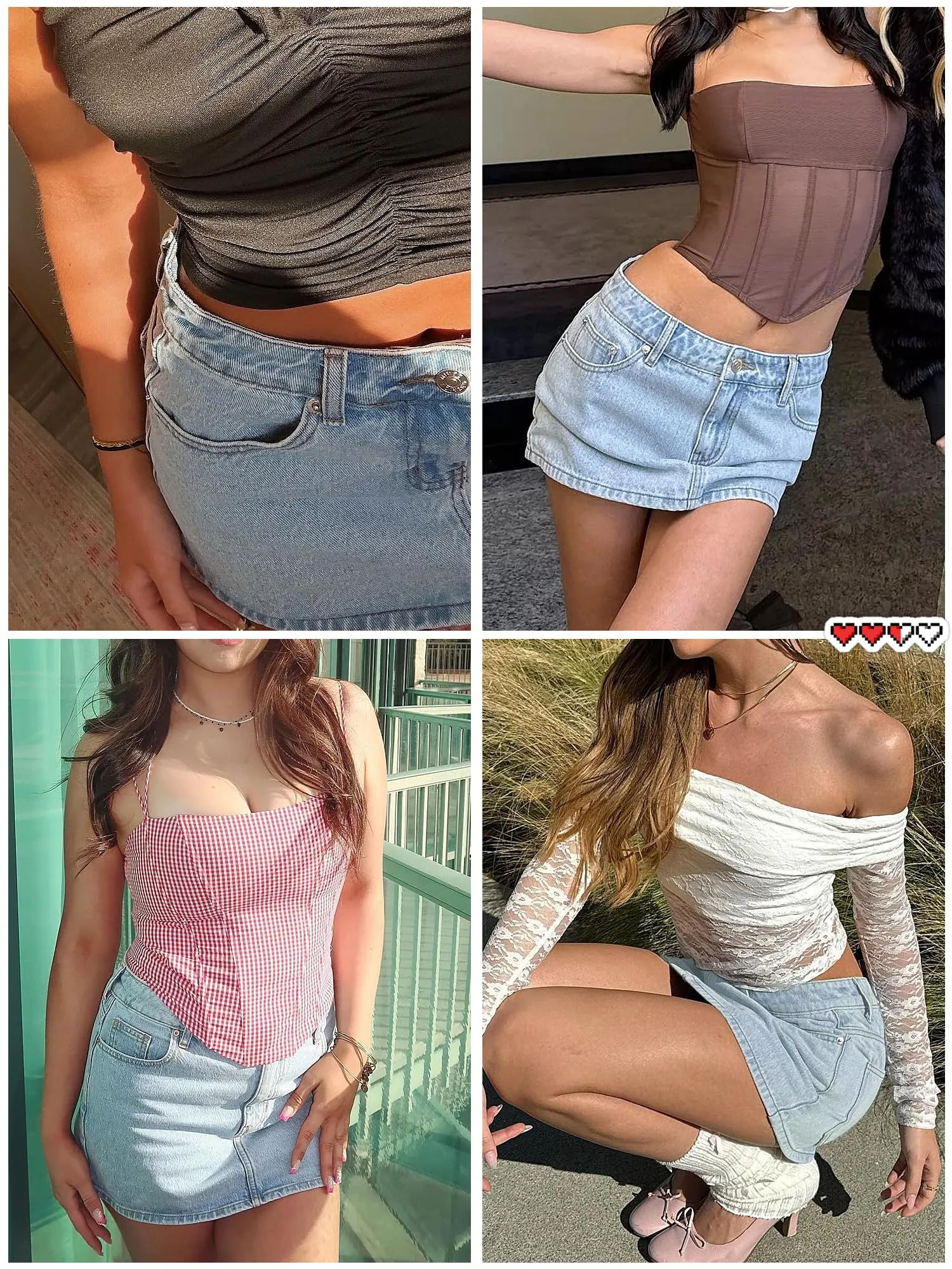 Danysu Gonna Mini Elasticizzata a Vita Bassa con Pantaloncini e Spacco Laterale, Azzurro chiaro, S - immagine 5