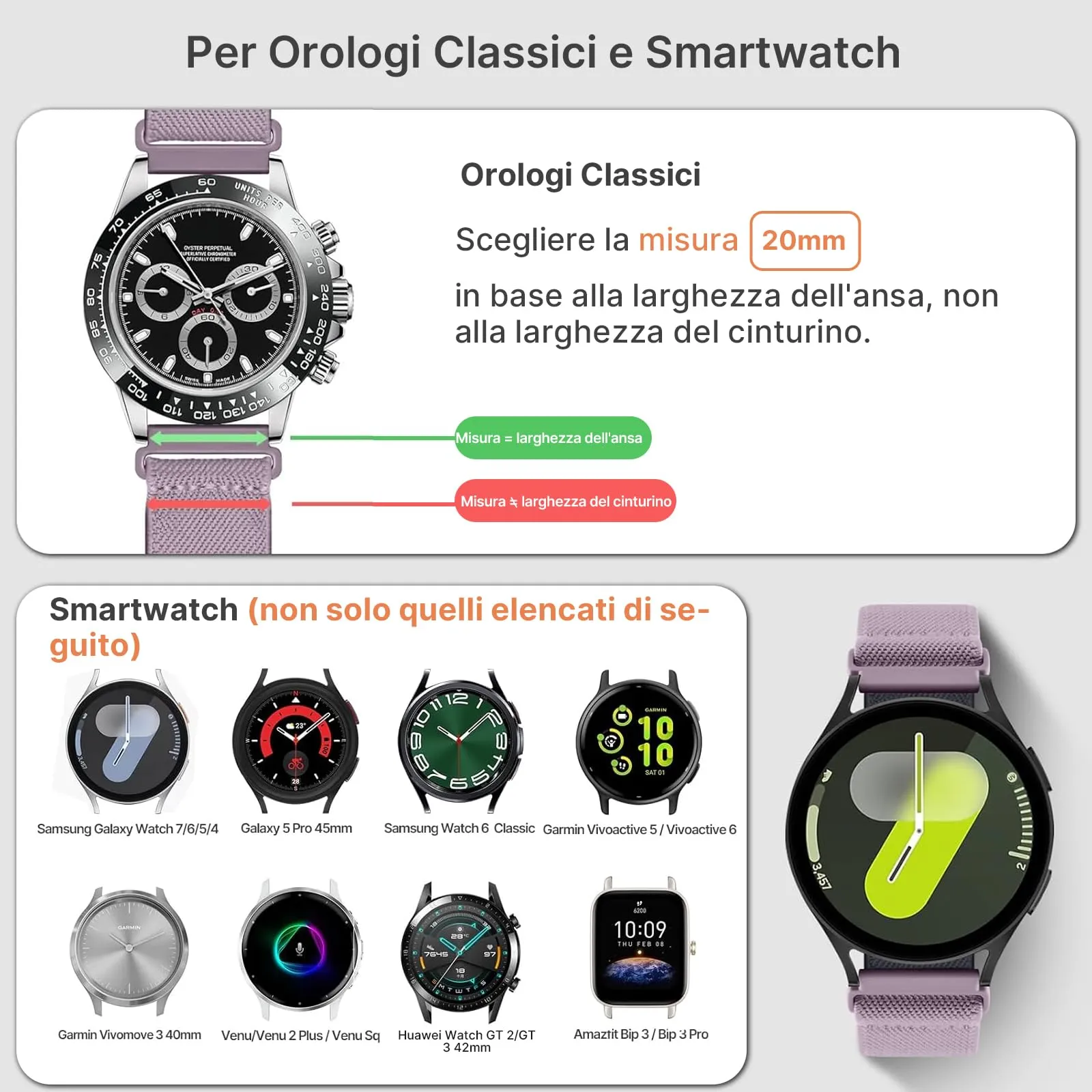 Fullmosa 20mm Cinturino Orologio in Nylon Elastico a Sgancio Rapido, Impermeabile - immagine 4