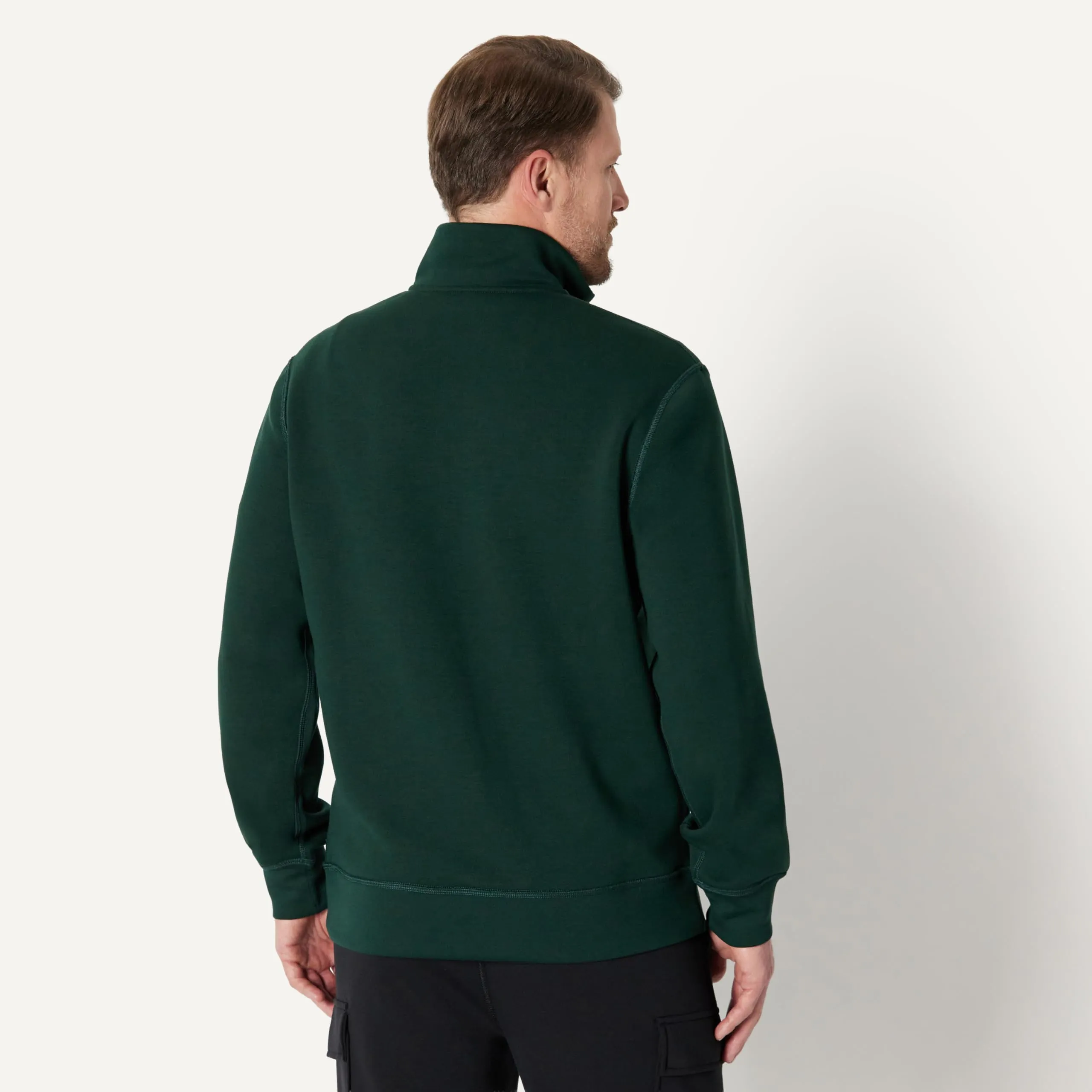 Amazon Essentials Active Felpa senza Cappuccio Stile Marinaio con Zip a 1/4 Uomo, Verde Scuro, M - immagine 2
